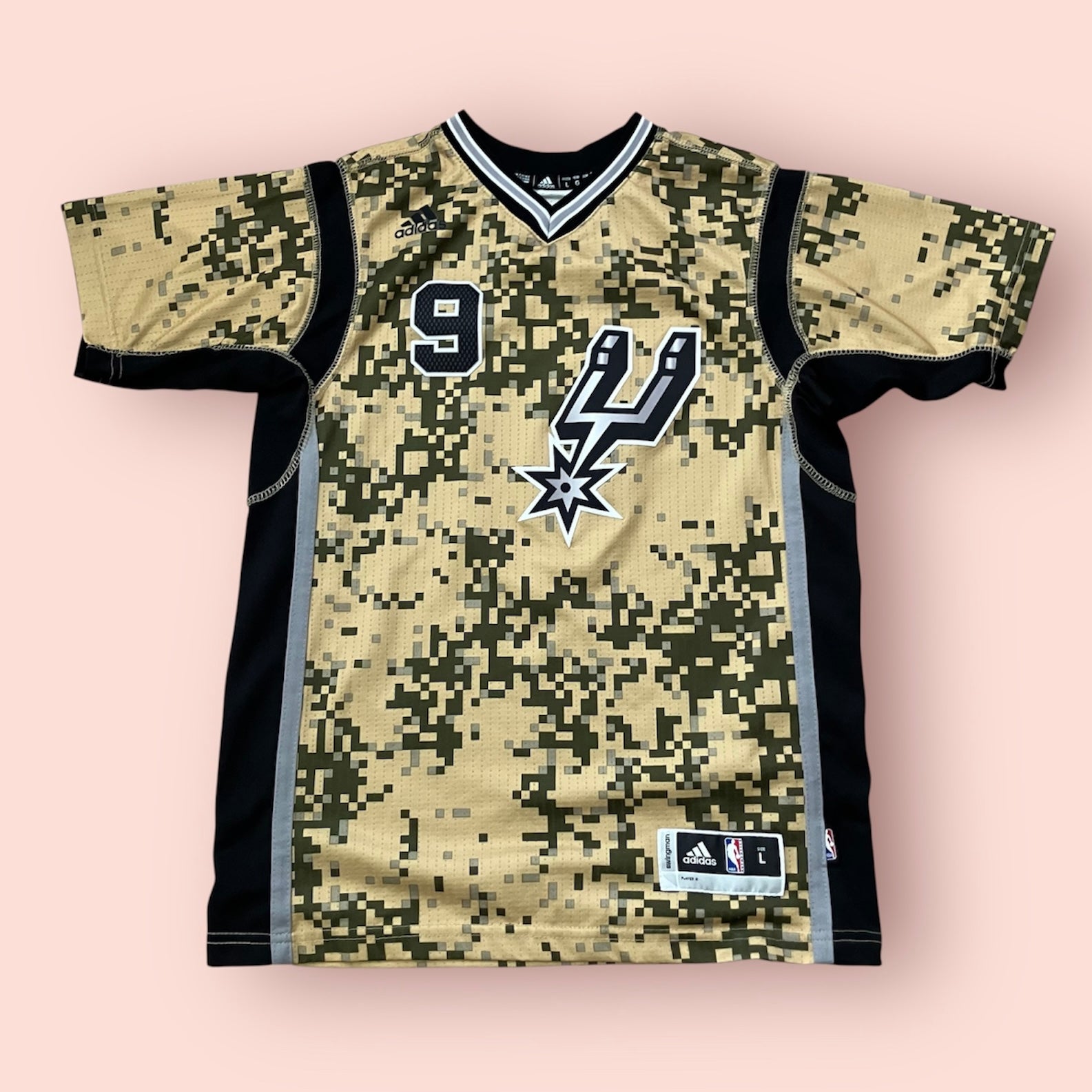 Tony Parker Kids San Antonio Spurs 2014 Camo Sleeve adidas Jersey Large