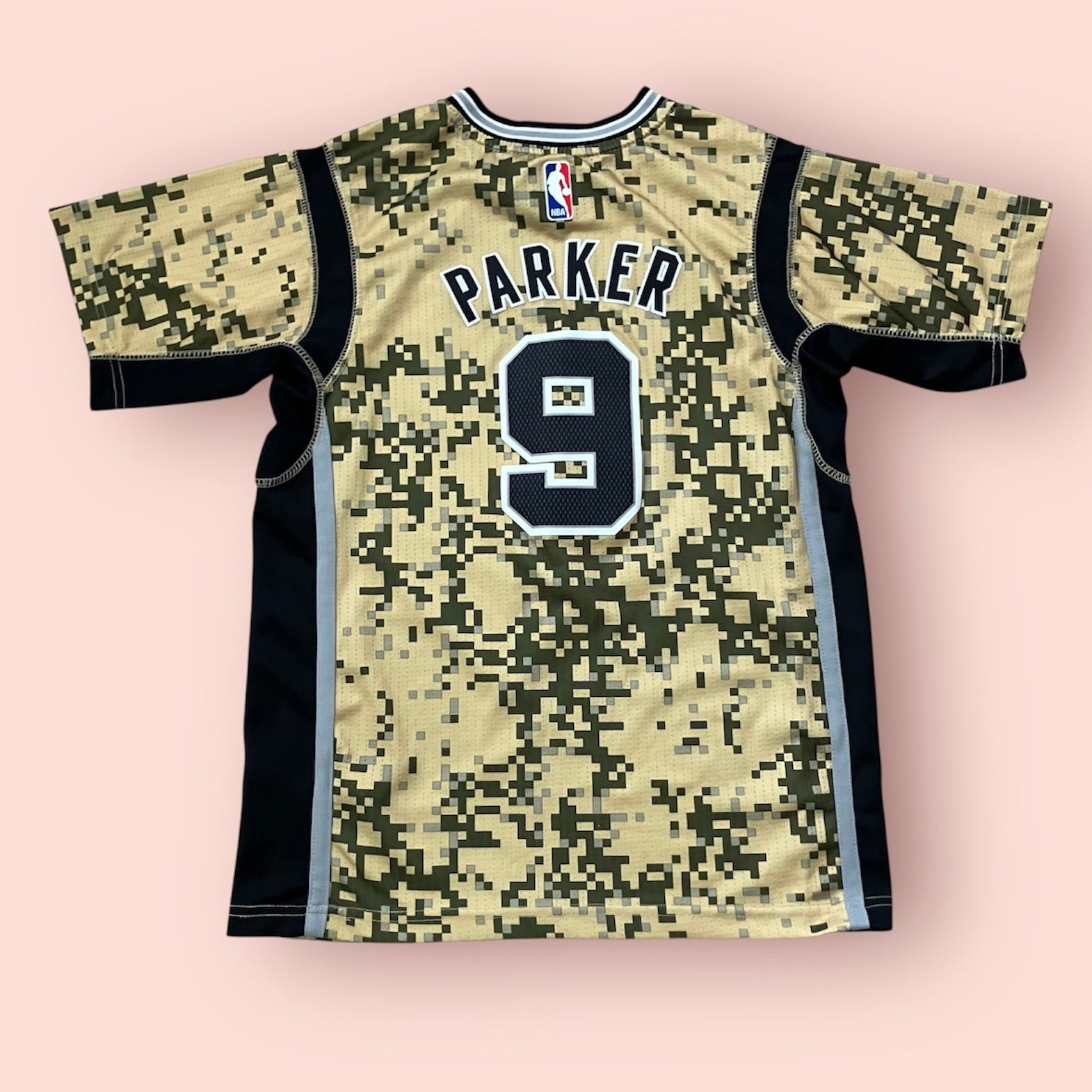Tony Parker Kids San Antonio Spurs 2014 Camo Sleeve adidas Jersey Large