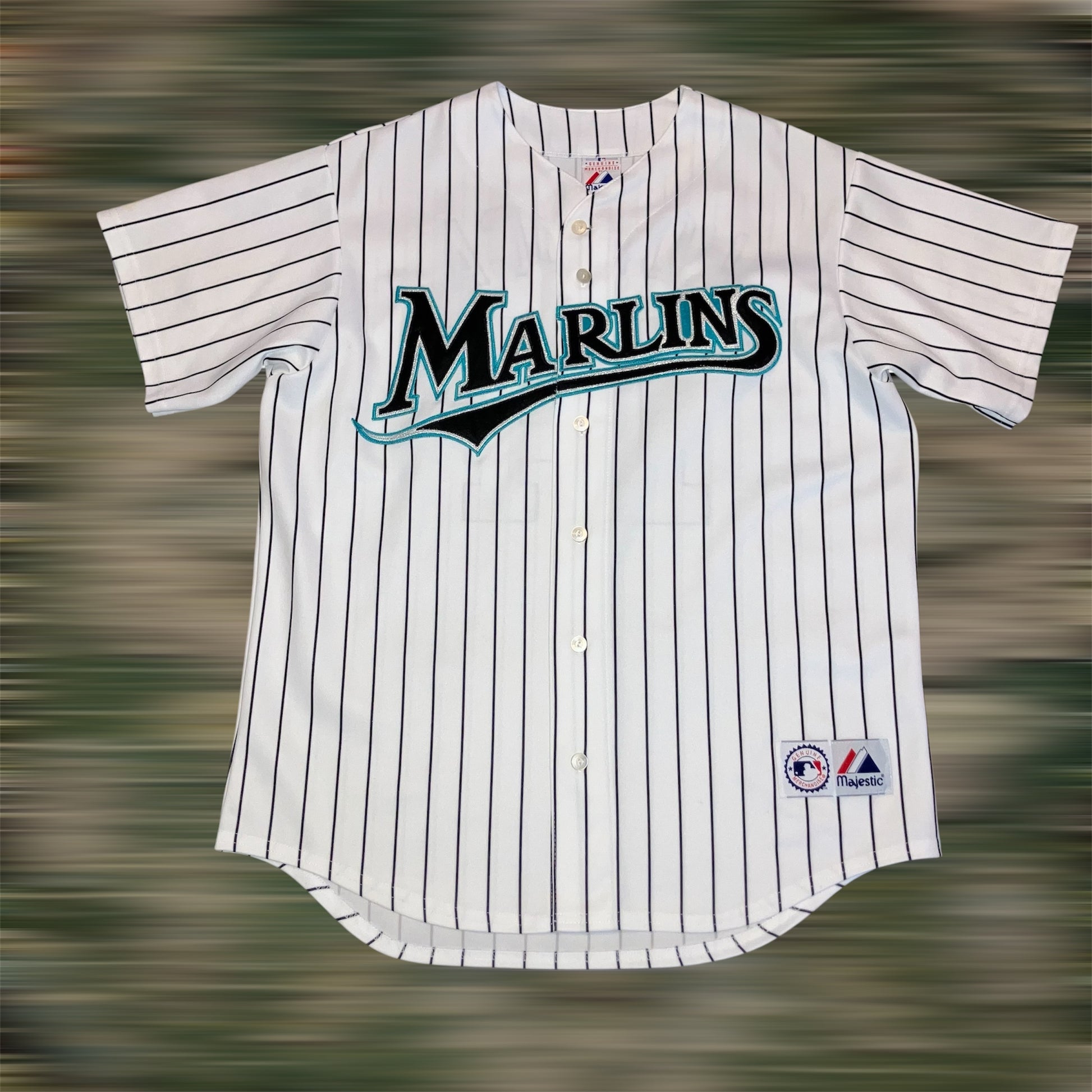 Paul Lo Duca Florida Marlins Pinstripe Home White Majestic Jersey Large