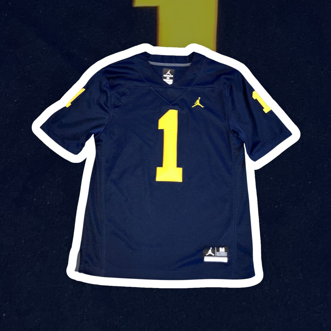 Michigan Wolverine #1 Nike Stitched Blue Jersey Medium