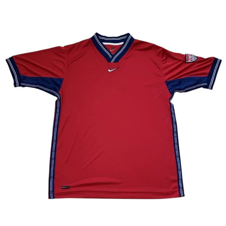 USMNT Vintage 90s Y2K Center Swoosh Red Training Nike Jersey L US Soccer