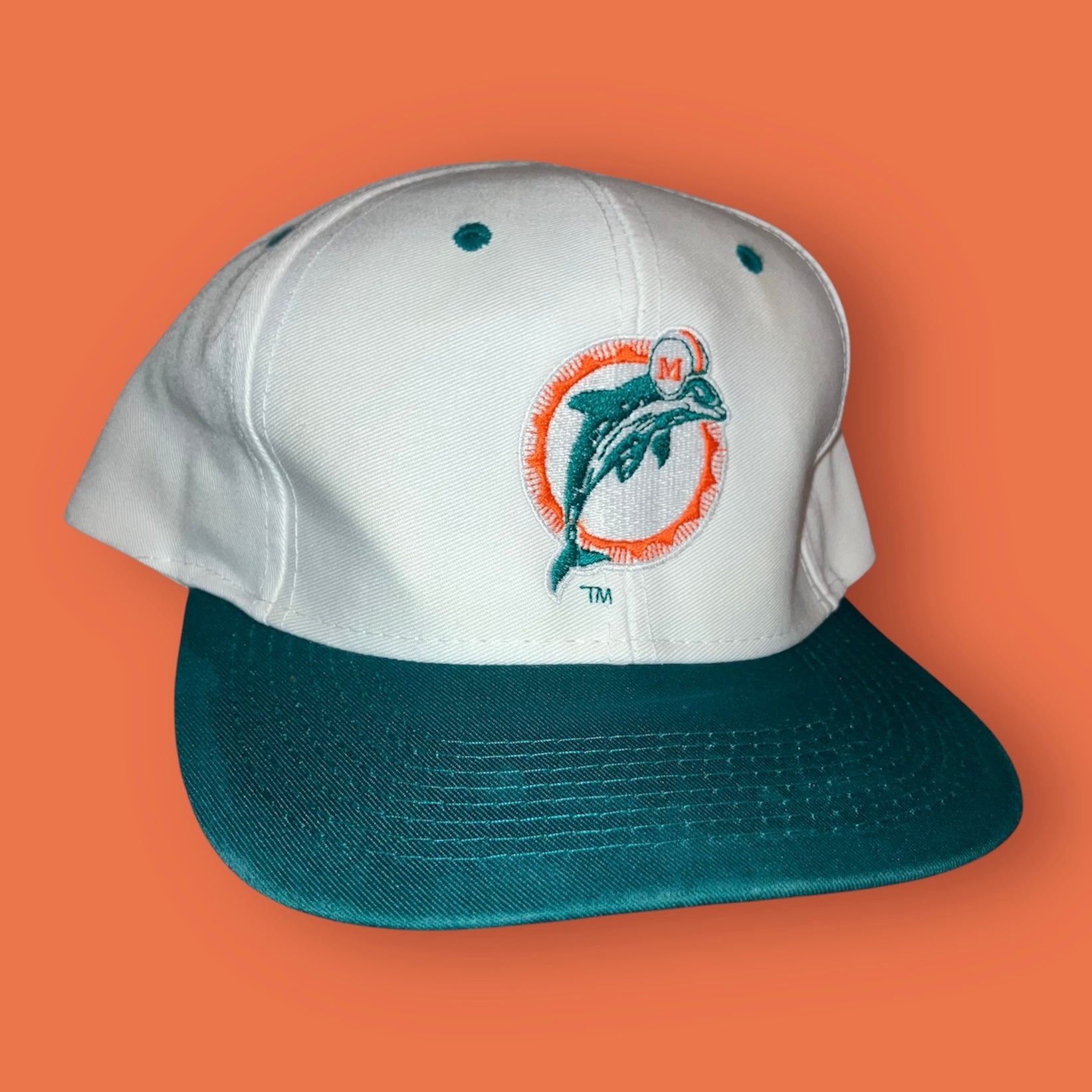 Miami Dolphins Logo 7 White Snapback Hat VTG