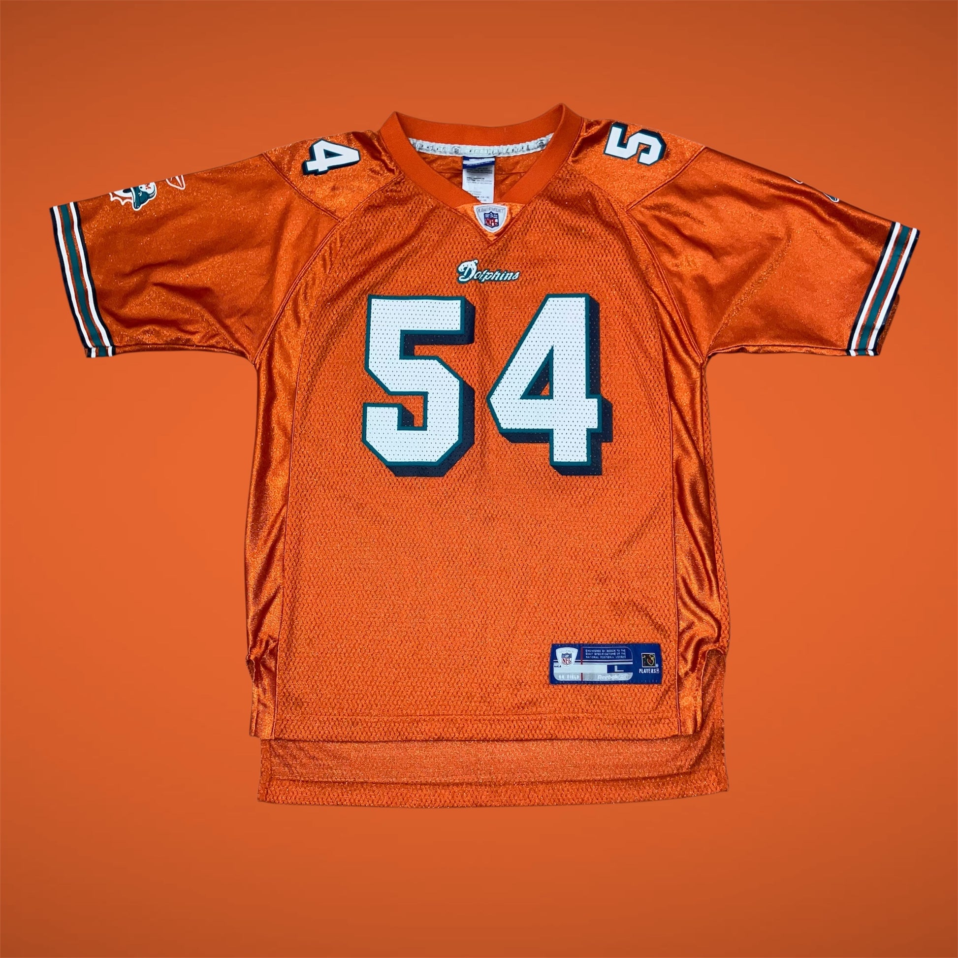 Zach Thomas Youth Miami Dolphins Reebok Orange Jersey Boys Large