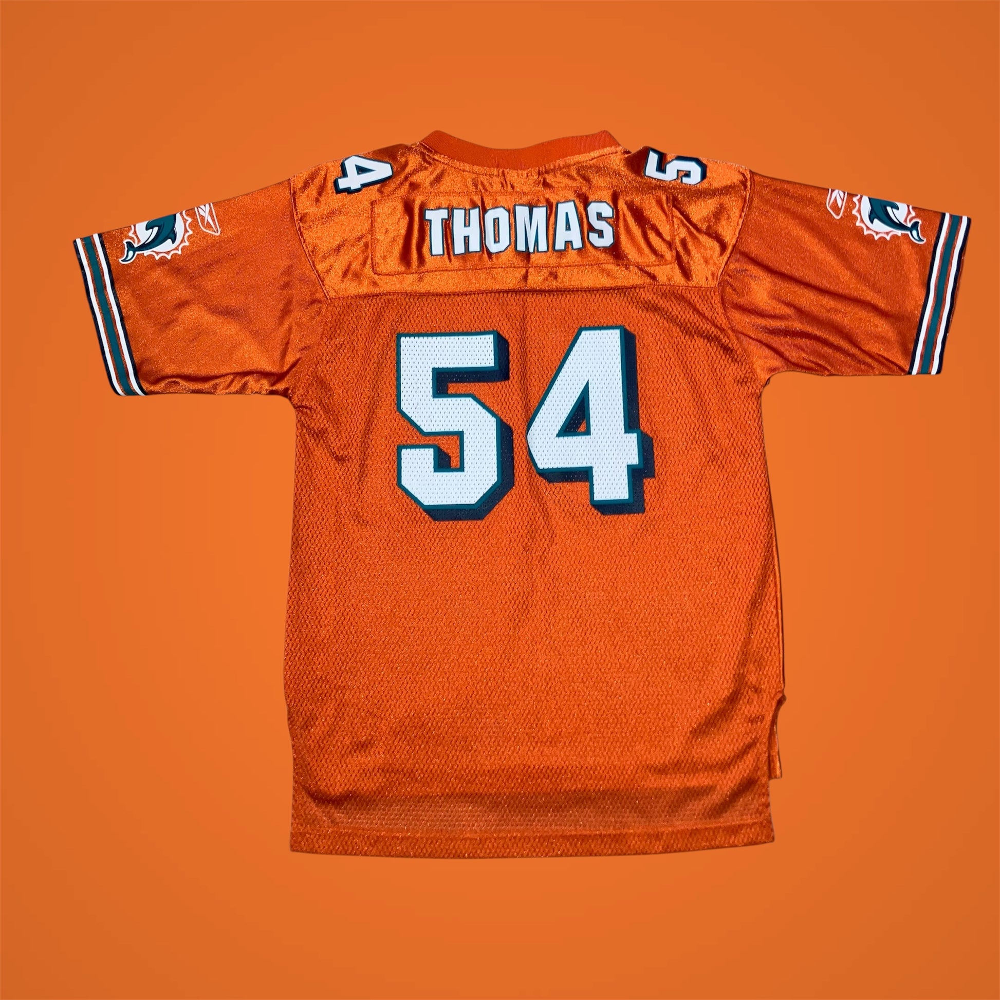 Zach Thomas Youth Miami Dolphins Reebok Orange Jersey Boys Large