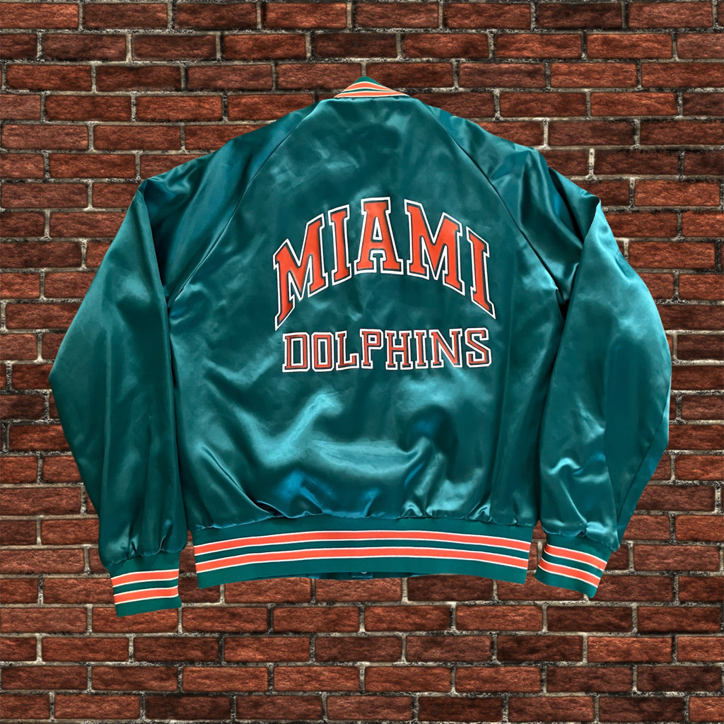 Miami Dolphins Chalkline Button Aqua Windbreaker Jacket Medium Spellout