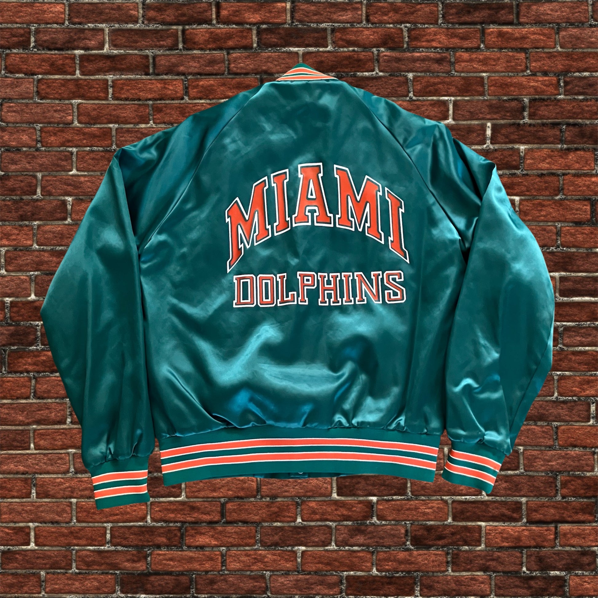 Miami Dolphins Chalkline Button Aqua Windbreaker Jacket Medium Spellout