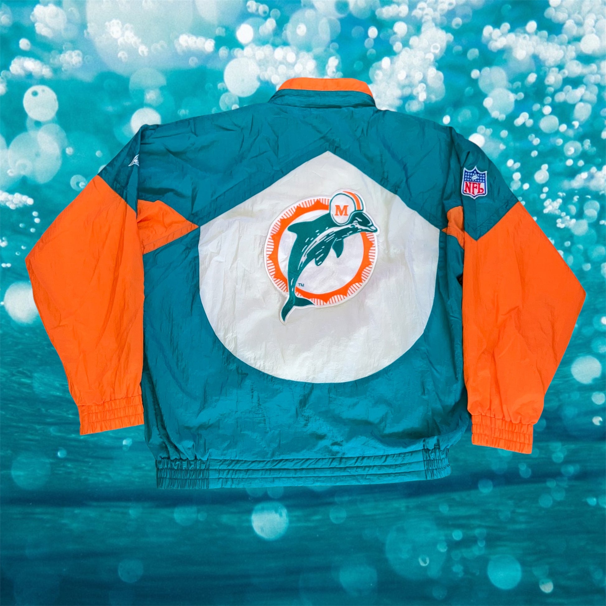 Miami Dolphins Apex Aqua Jacket Large Windbreaker