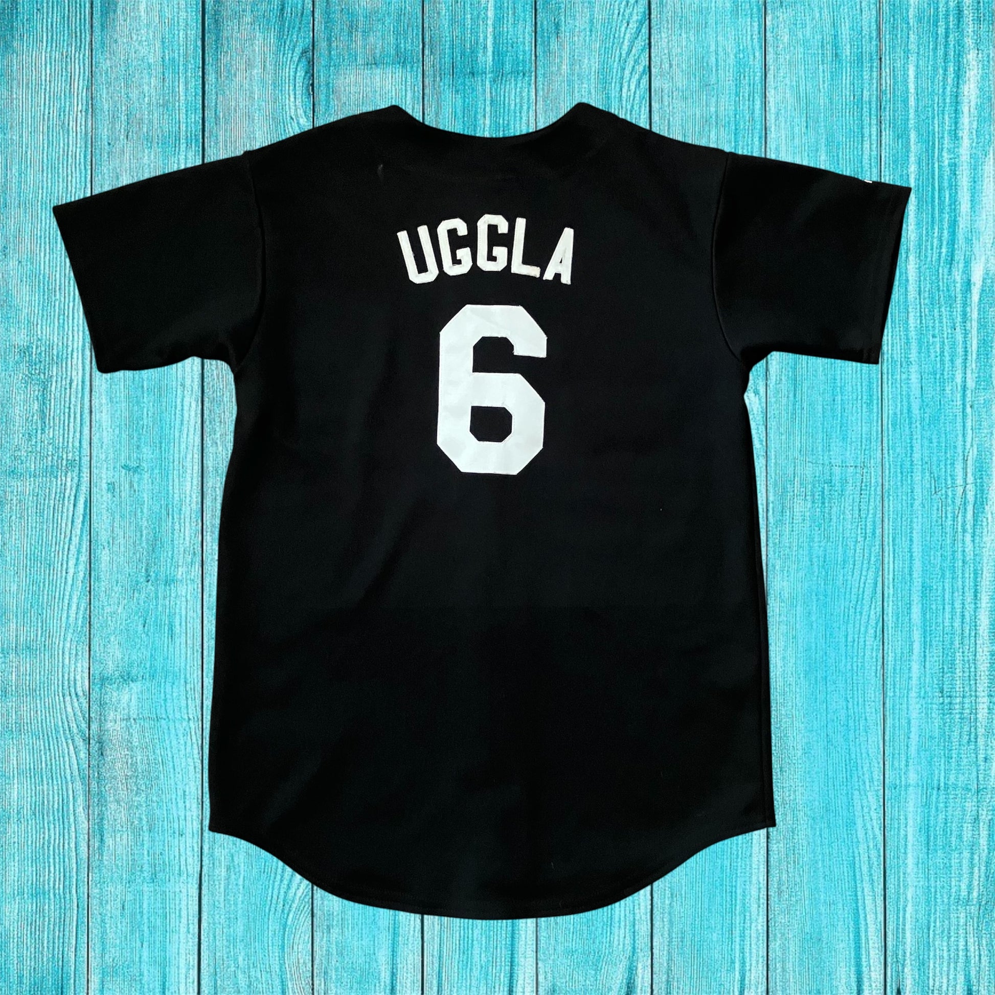 Kids Dan Uggla Florida Marlins Black Majestic Jersey Large