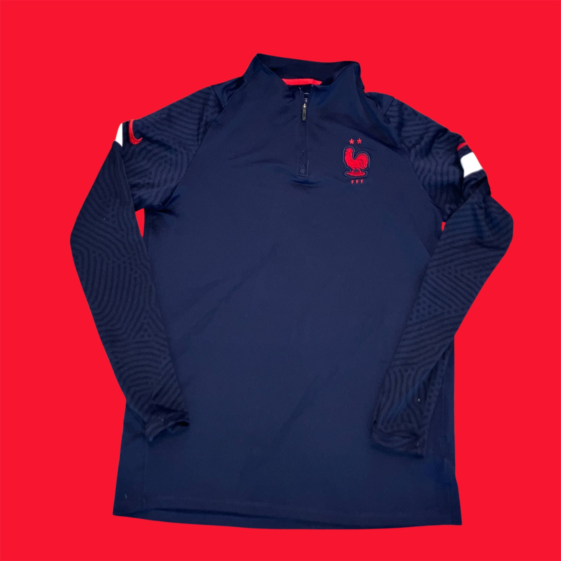 France 2021 Drill Warm-Up Pullover Blue Nike Large 1/4 Zip