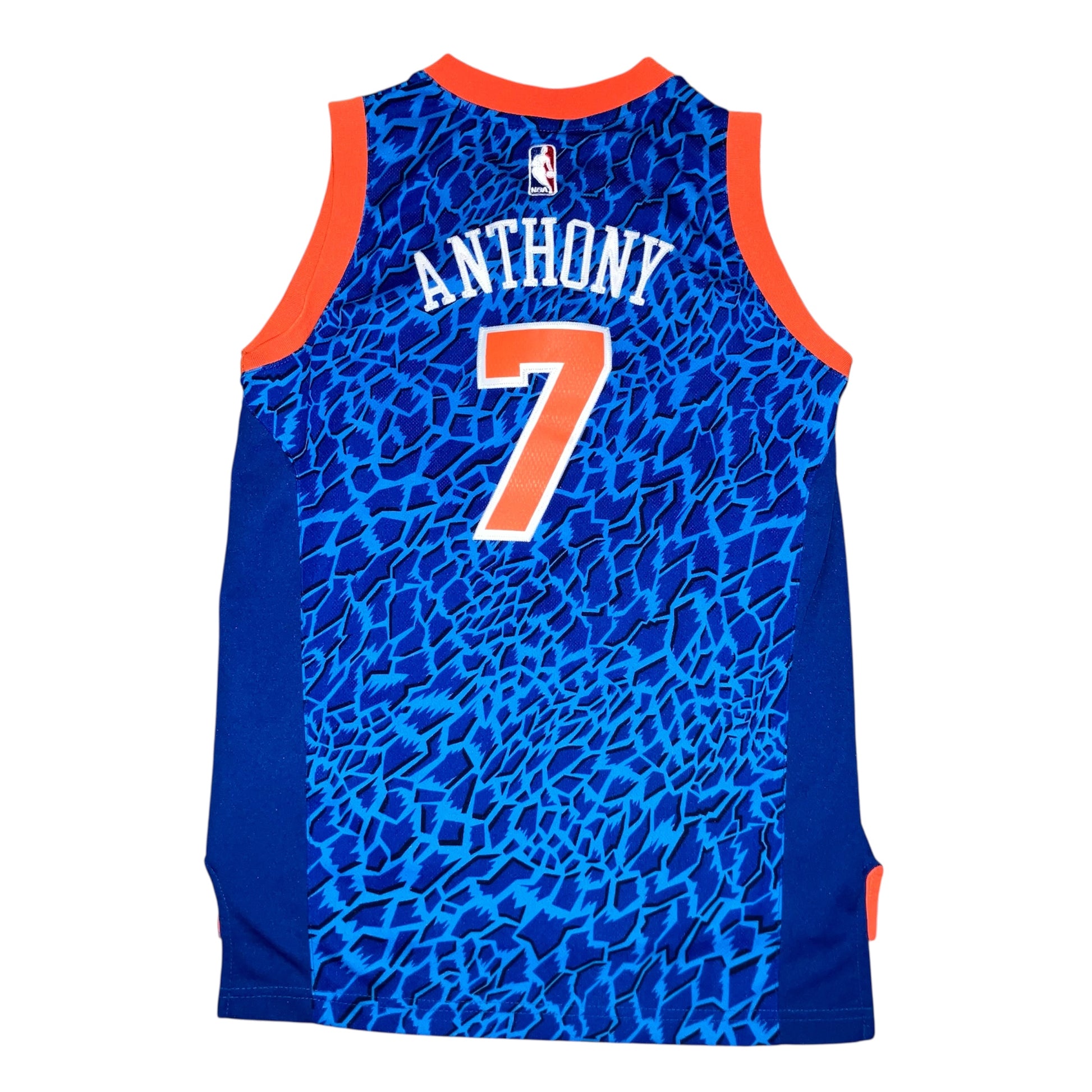 Kids Carmelo Anthony New York Knicks Blue Animal adidas Jersey Medium