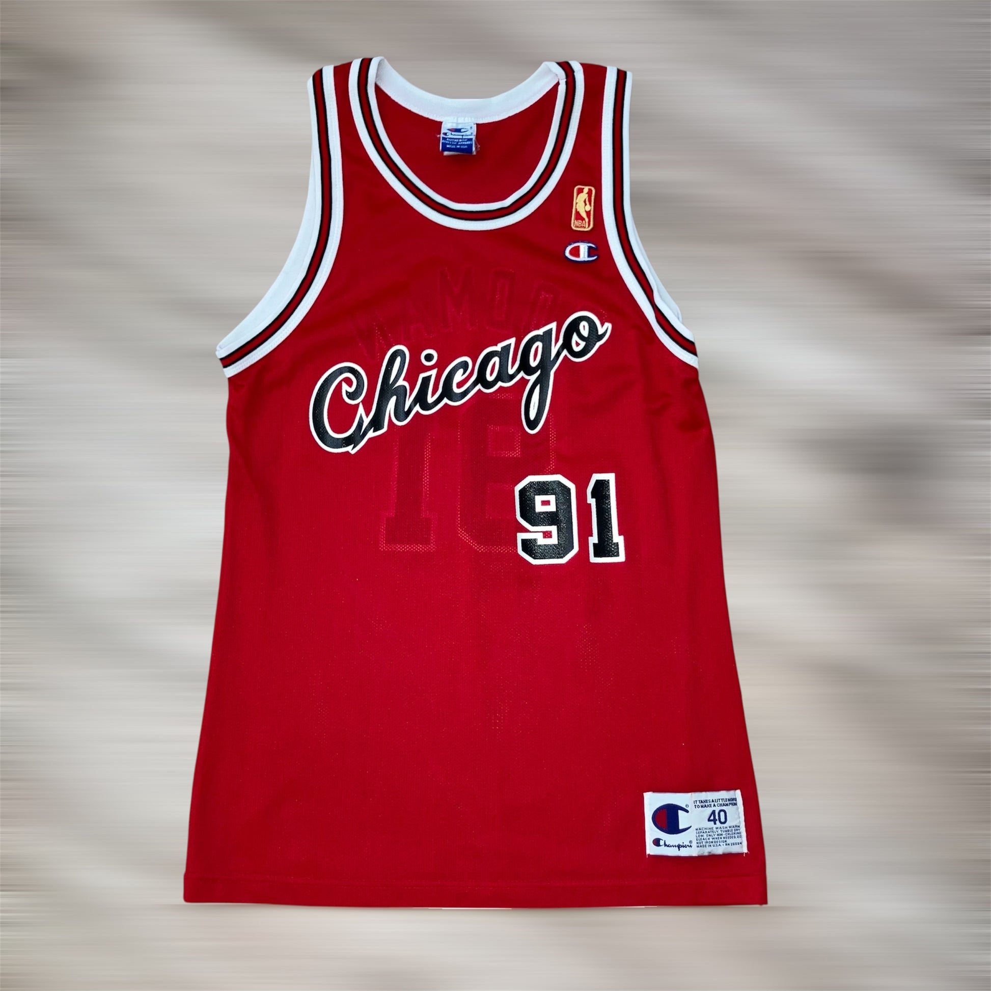 Dennis Rodman 50th Chicago Bulls Gold Logo Champion Jersey 40