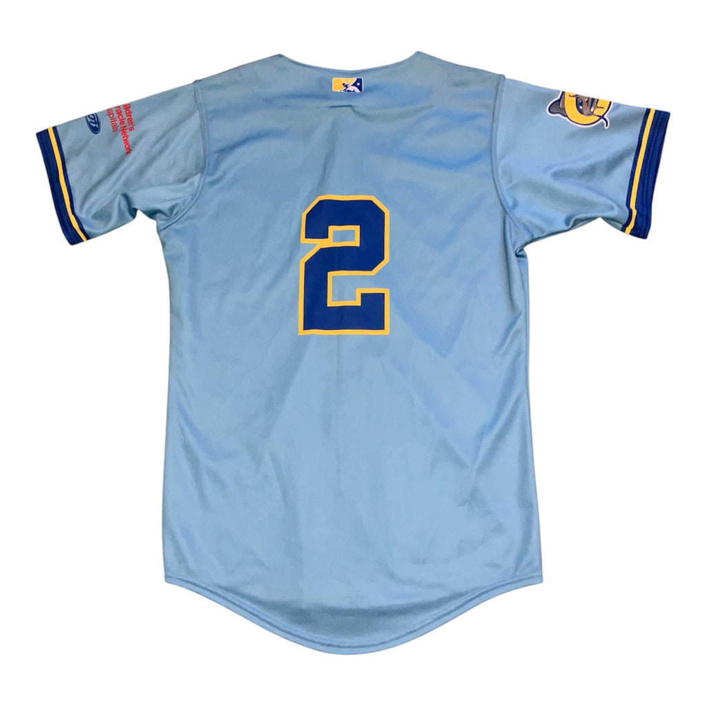 Carolina Mudcats 2018 Brewers Blue OT MiLB Jersey 42 #2
