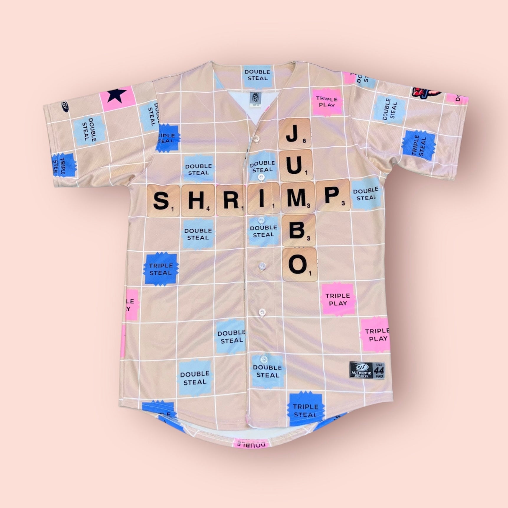 Jacksonville Jumbo Shrimp 2018 Scrabble OT MiLB Jersey 44 #2