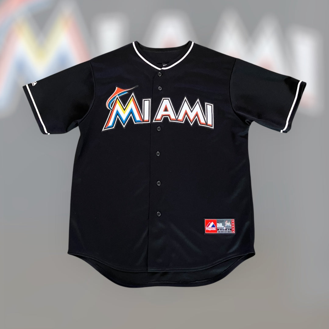 Miami Marlins 6700 Black Alternate Majestic Jersey Large