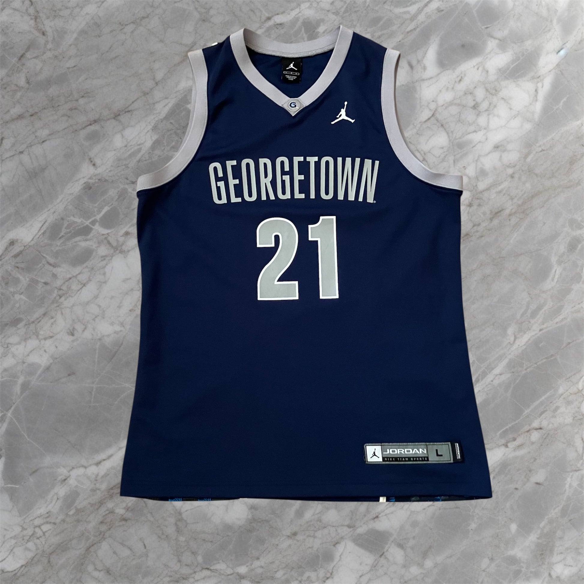 Georgetown Hoyas Blue Jordan Basketball Jersey Large