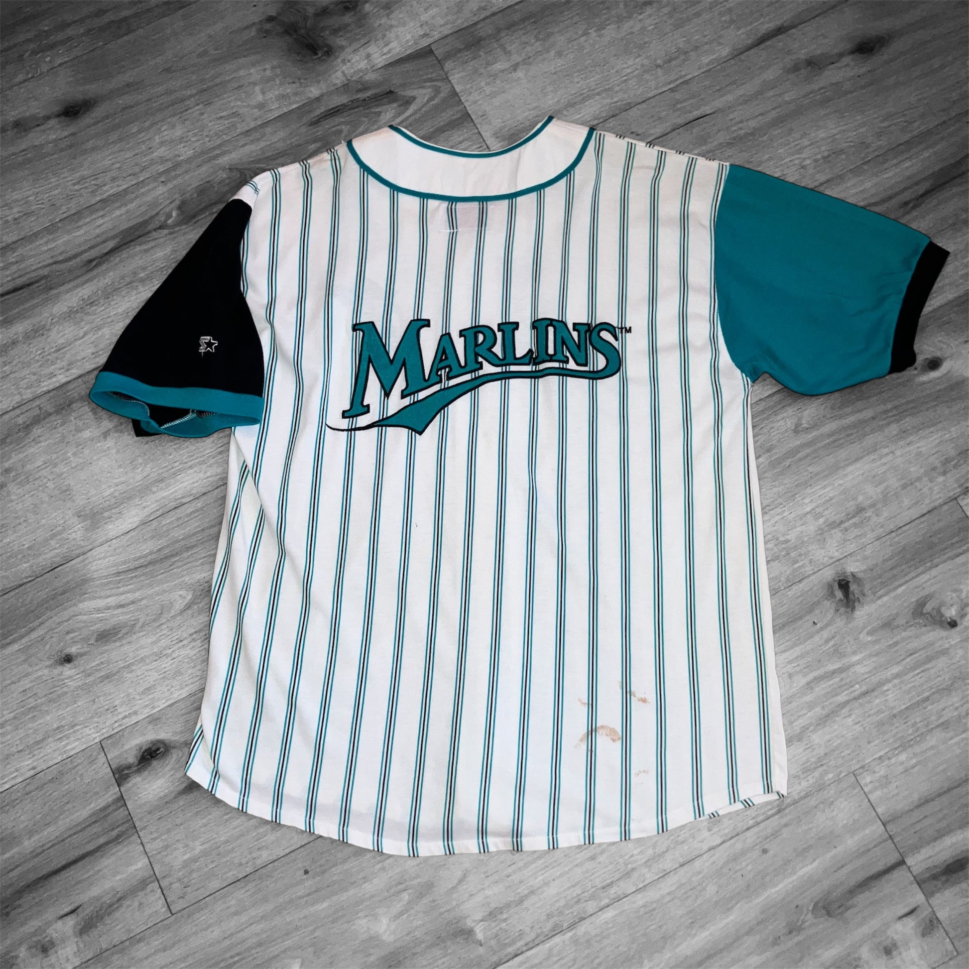 Florida Marlins Pinstripe Starter Jersey Large MARK