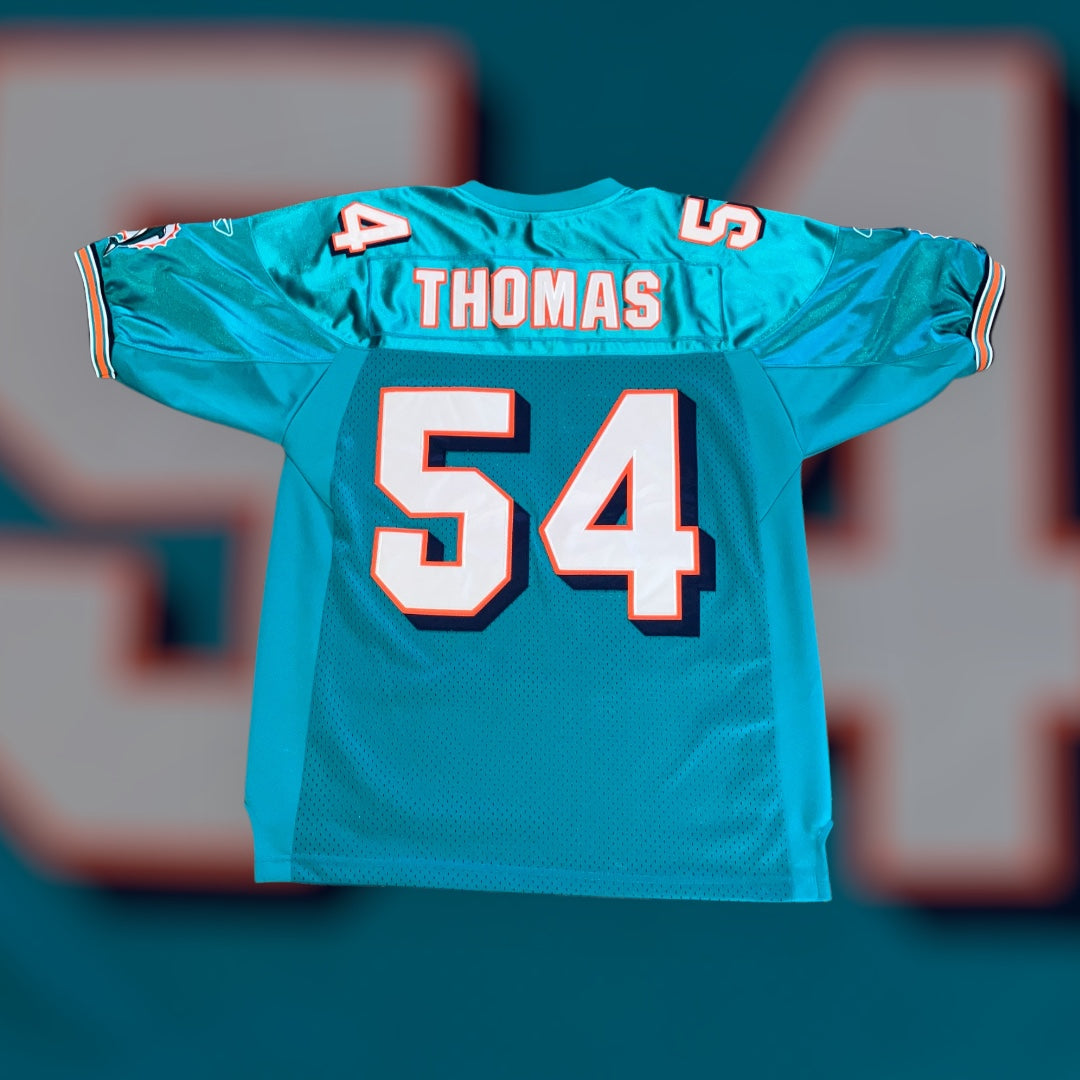 Zach Thomas Miami Dolphins Authentic Aqua Reebok Jersey 48