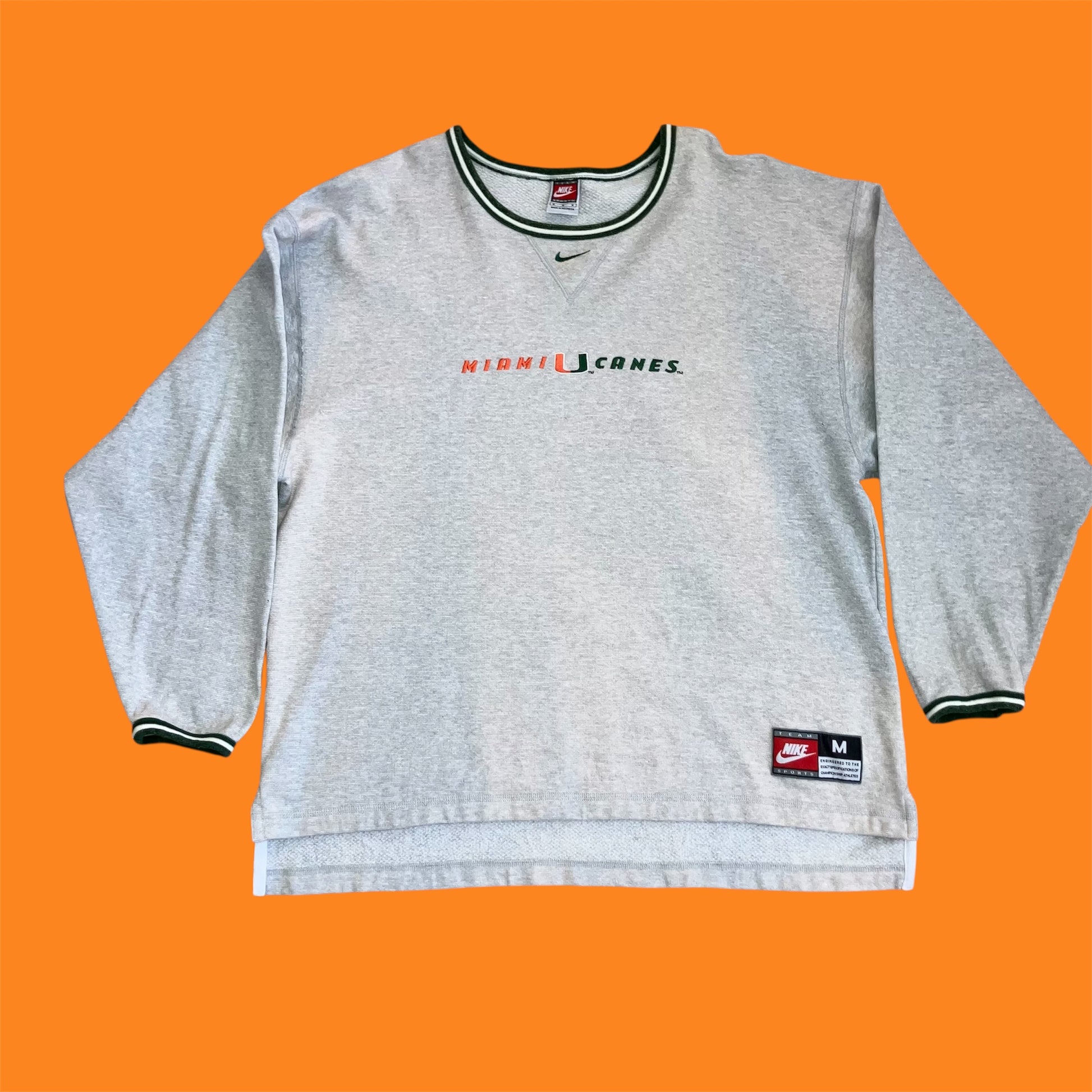 Miami Hurricanes Team Sports Gray Nike Crewneck Sweater Medium