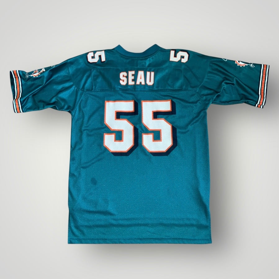 Junior Seau Miami Dolphins Aqua Reebok Jersey Large