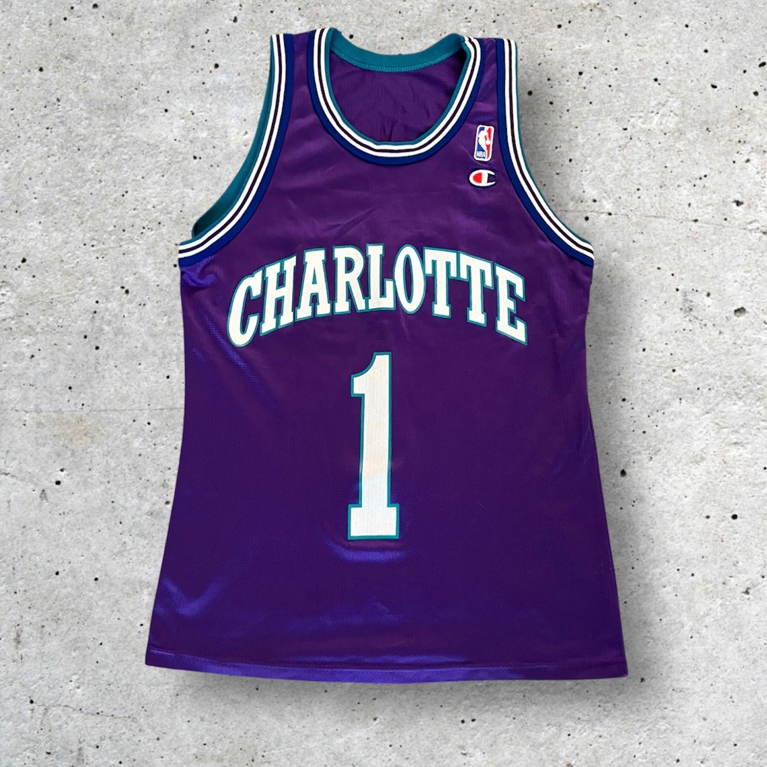 Mugsy Bogues Charlotte Hornets Purple Champion Jersey 40