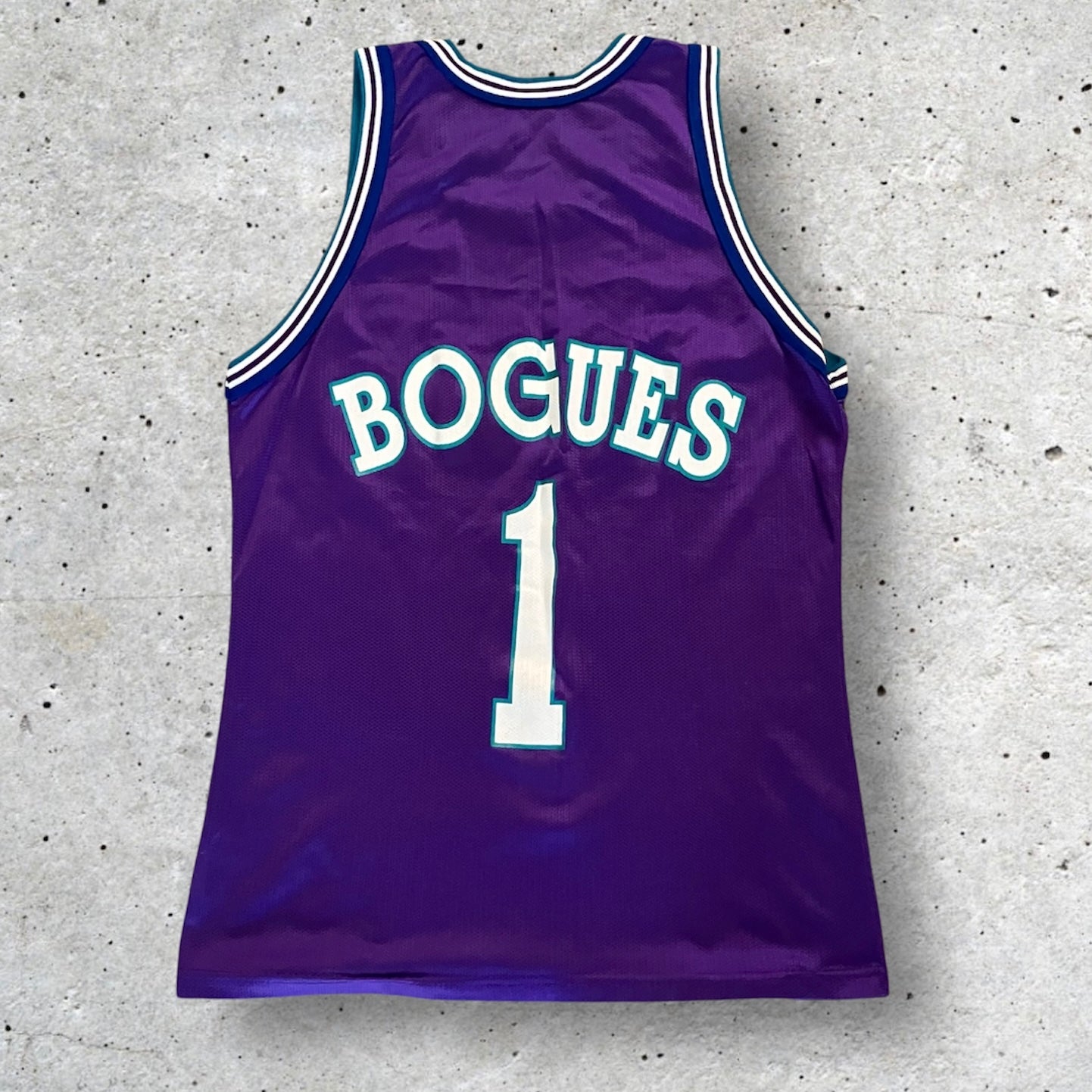 Mugsy Bogues Charlotte Hornets Purple Champion Jersey 40