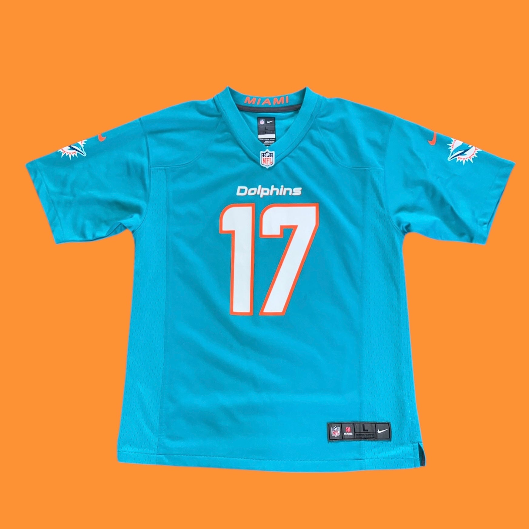 Jaylen Waddle Kids Miami Dolphins Aqua Nike Jersey Large