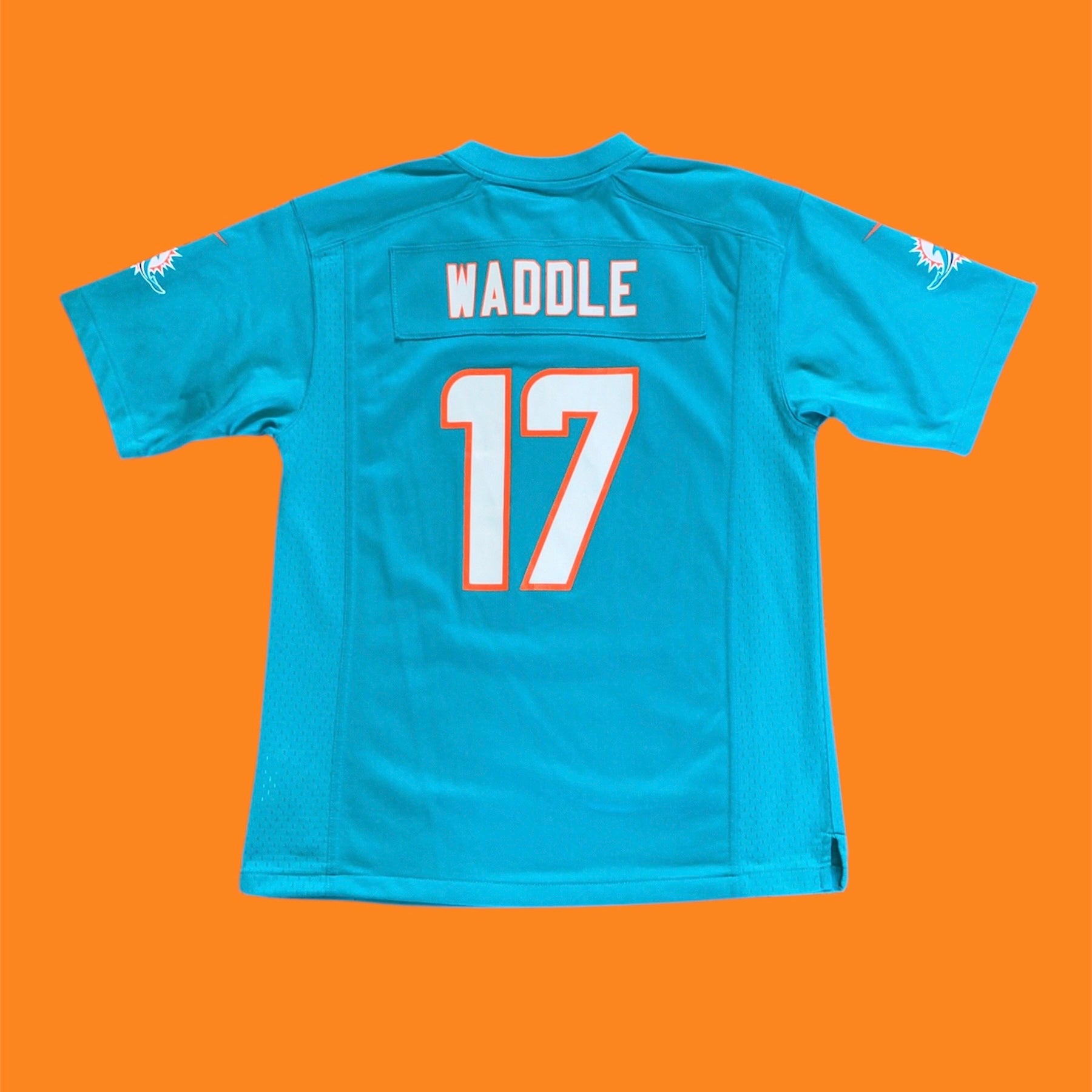 Jaylen Waddle Kids Miami Dolphins Aqua Nike Jersey Large