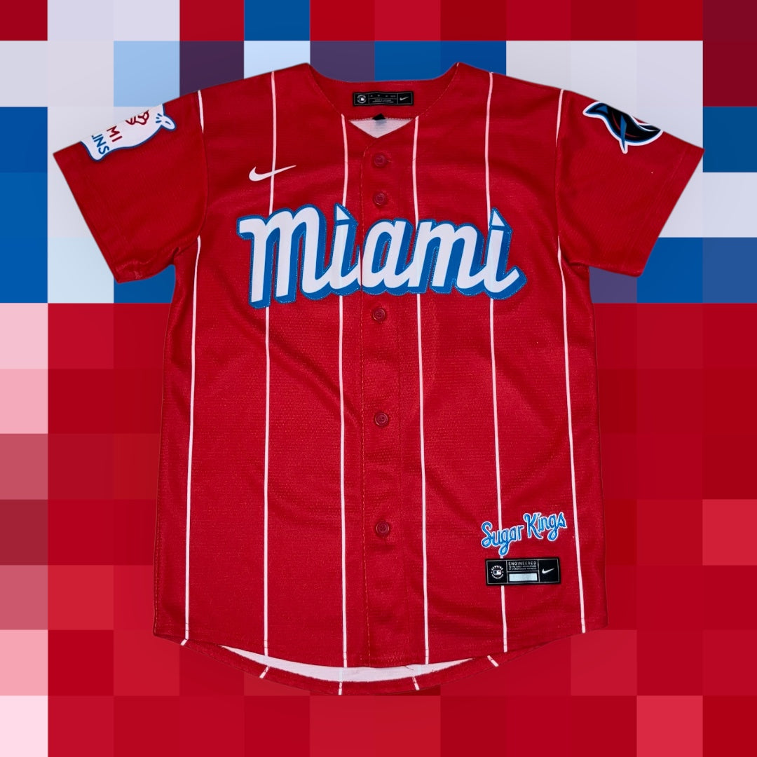 Kids 2022 Miami Marlins Red Sugar Kings Nike Jersey Chisholm Medium