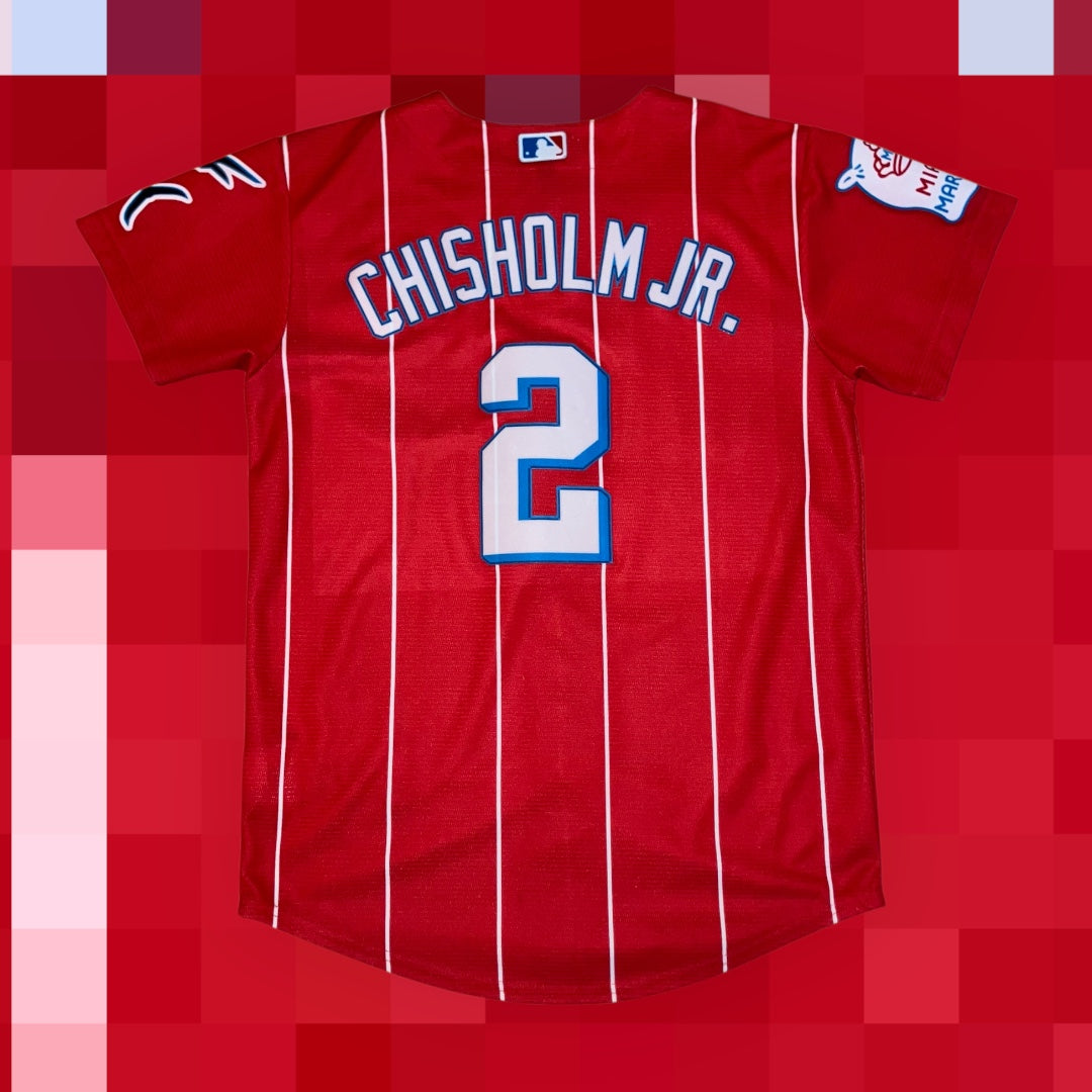Kids 2022 Miami Marlins Red Sugar Kings Nike Jersey Chisholm Medium