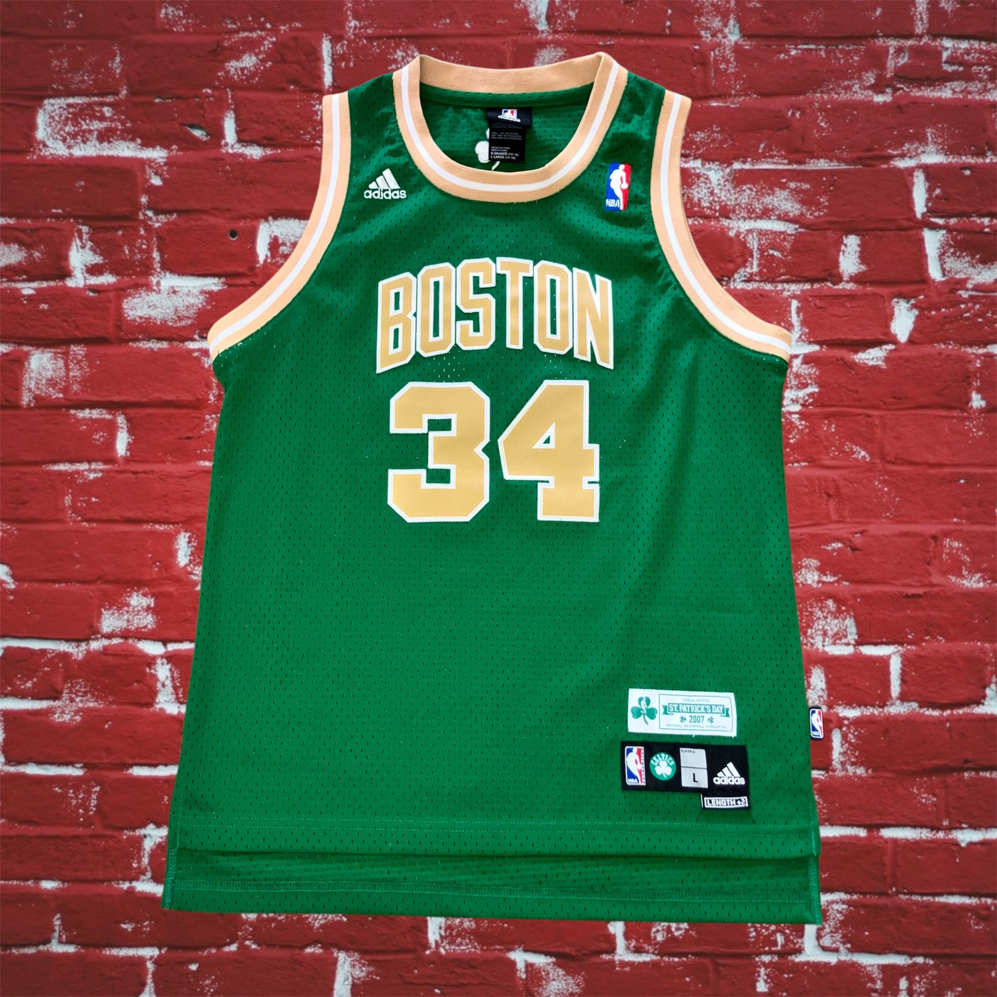Paul Piece 2007 St Patrick Day Boston Celtics Gold adidas Jersey Kids Large