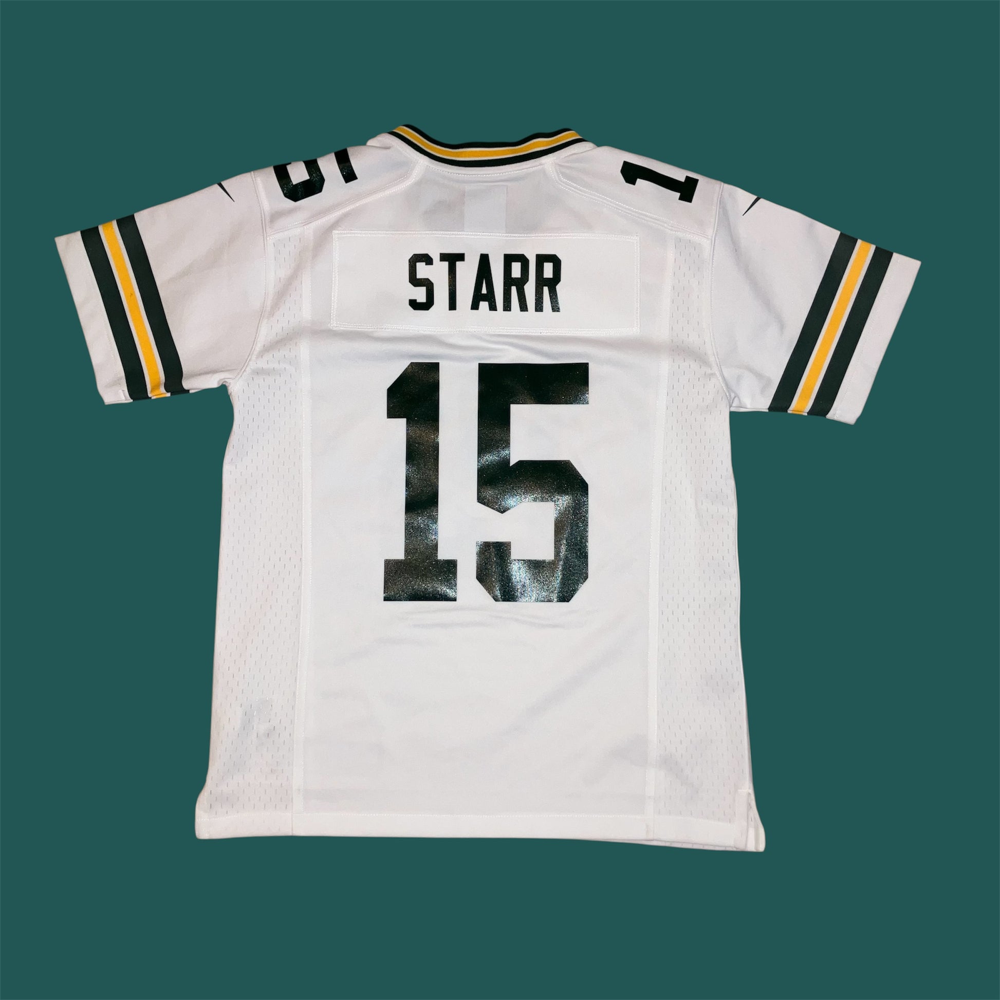 KIds Bart Starr Green Packers White Nike Jersey Medium