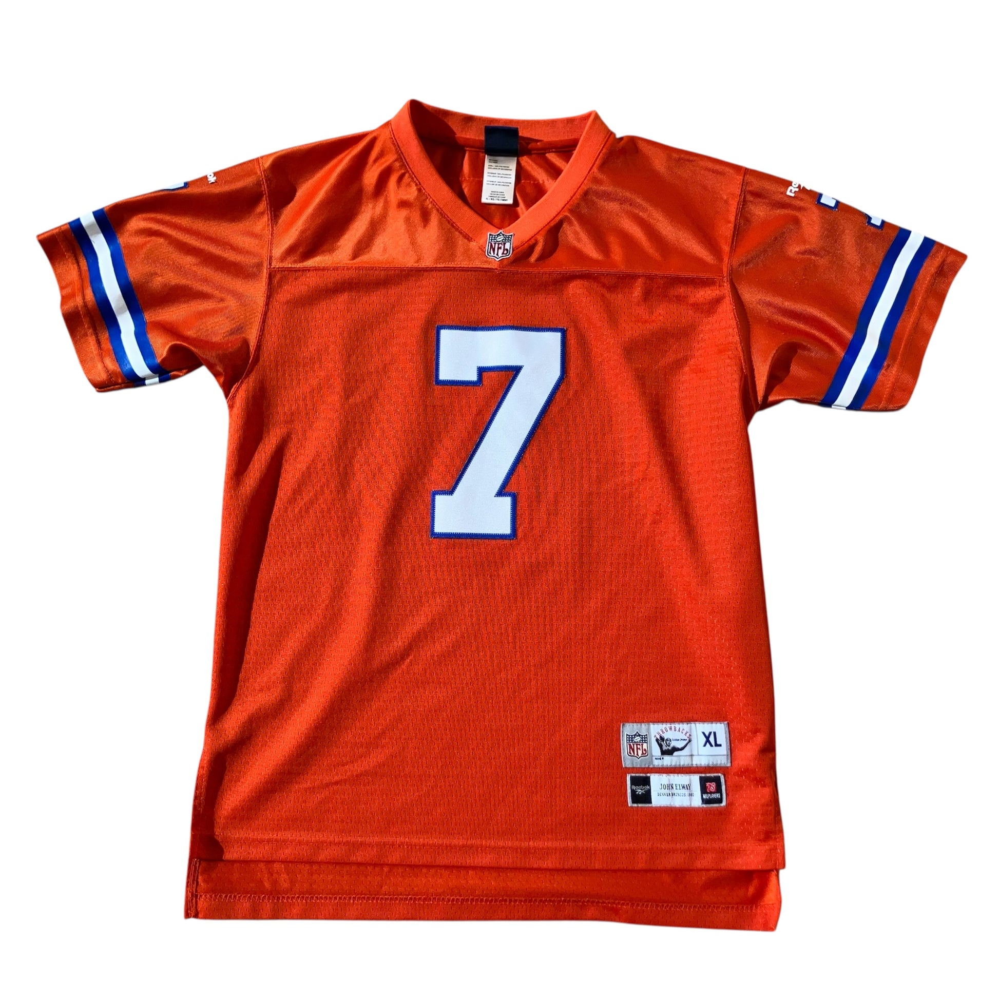 1990 John Elway Denver Broncos Orange Reebok Jersey Small