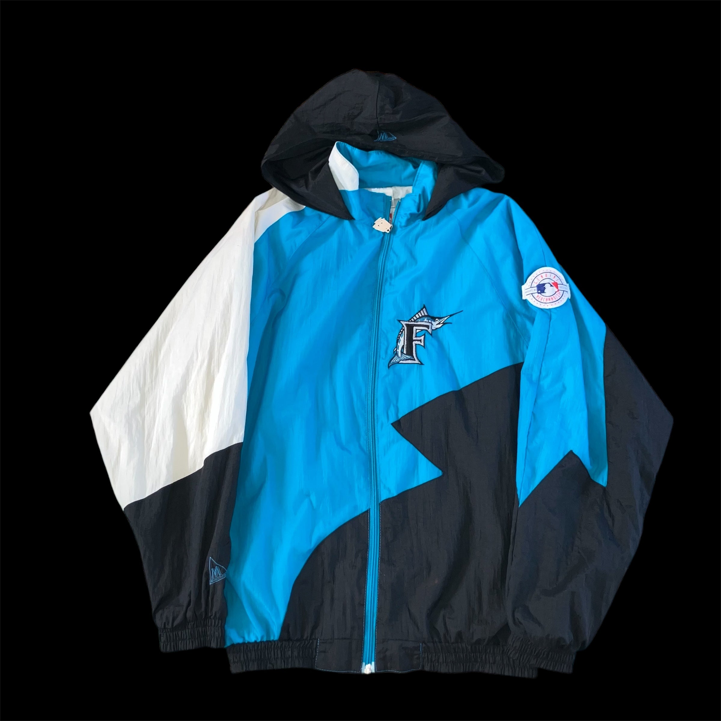 Florida Marlins Mighty-Mac Teal Windbreaker Hoodie Jacket Medium