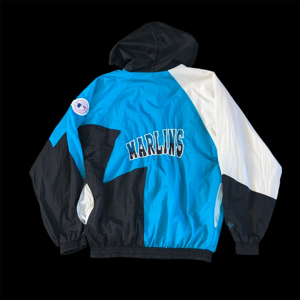 Florida Marlins Mighty-Mac Teal Windbreaker Hoodie Jacket Medium