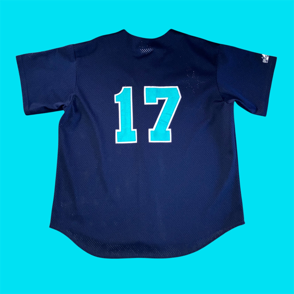 Seattle Mariners #17 Navy Diamond Authentic Majestic Jersey XL