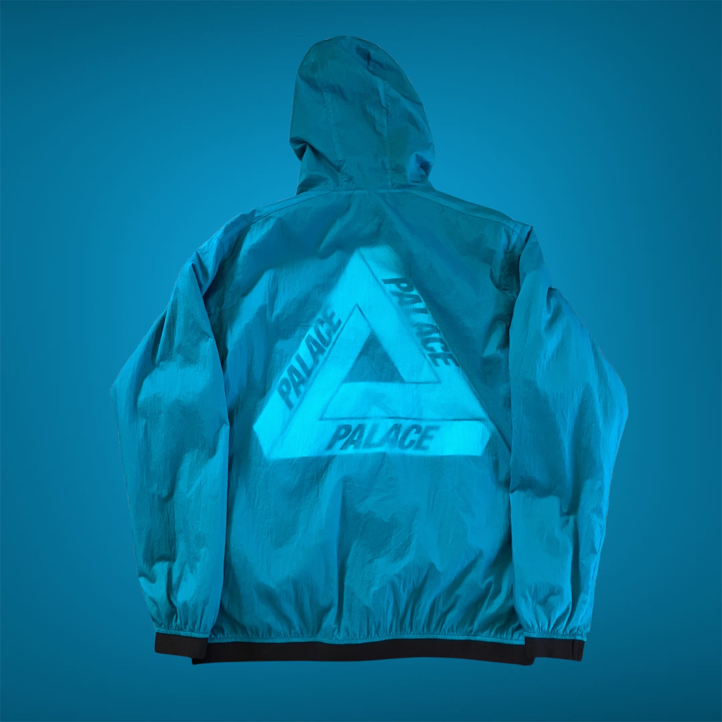 Palace Skateboard Tri-Wear Aqua Blue Windbreaker Hoodie Jacket Medium