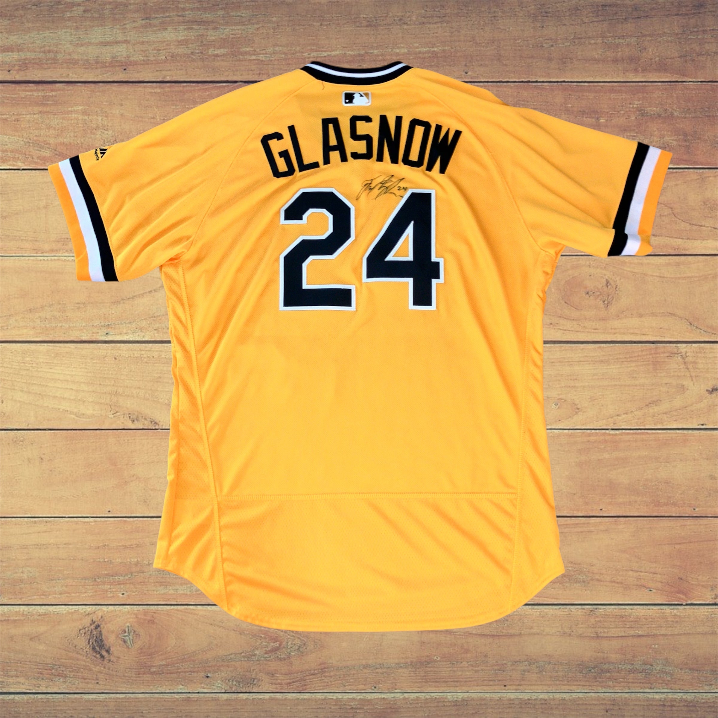 2017 Tyler Glasnow Pittsburgh Pirates TBTC Auto Yellow Majestic Jersey 48