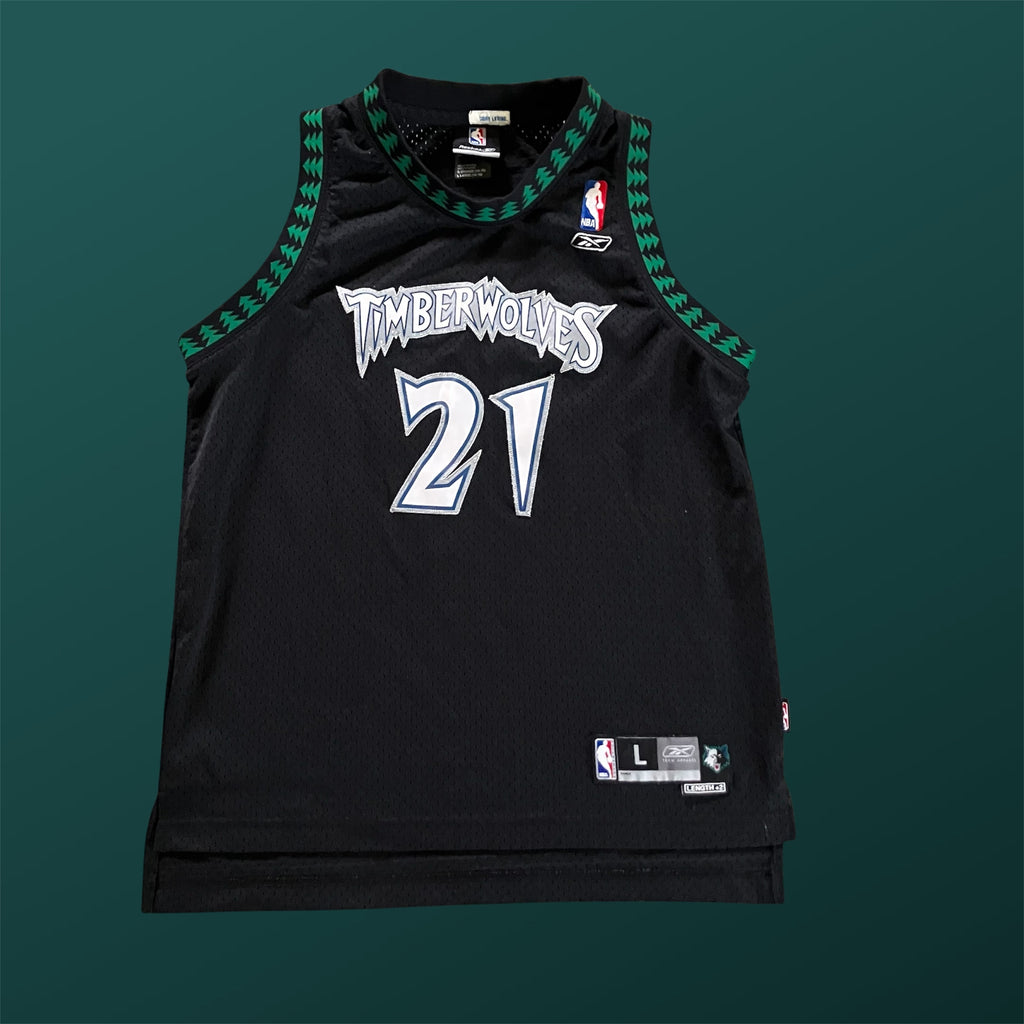 Kevin Garnett Youth Minnesota Timberwolves Black Reebok Jersey Large