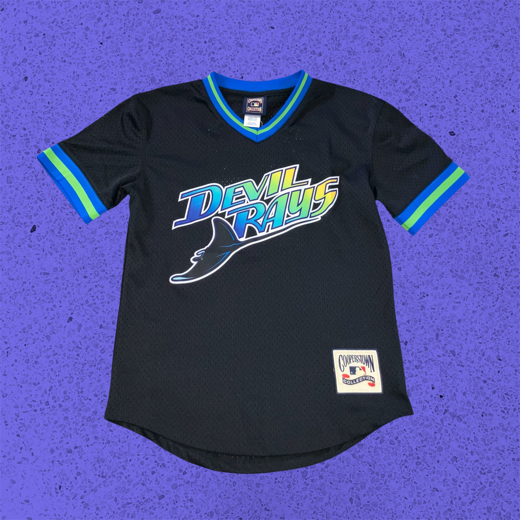 Wade Boggs Kids Tampa Bay Devils Rays Black Pullover Jersey Large