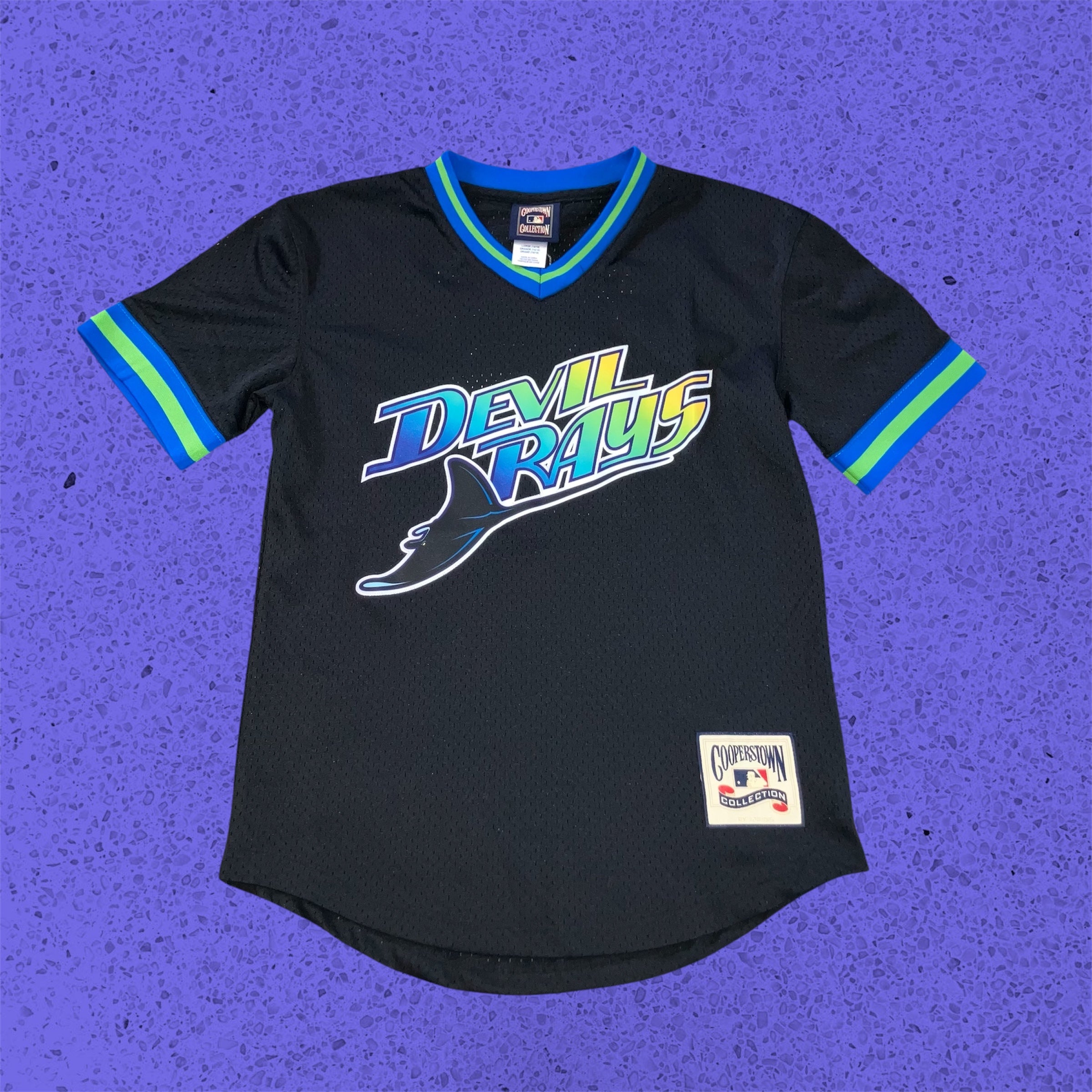 Wade Boggs Kids Tampa Bay Devils Rays Black Pullover Jersey Large
