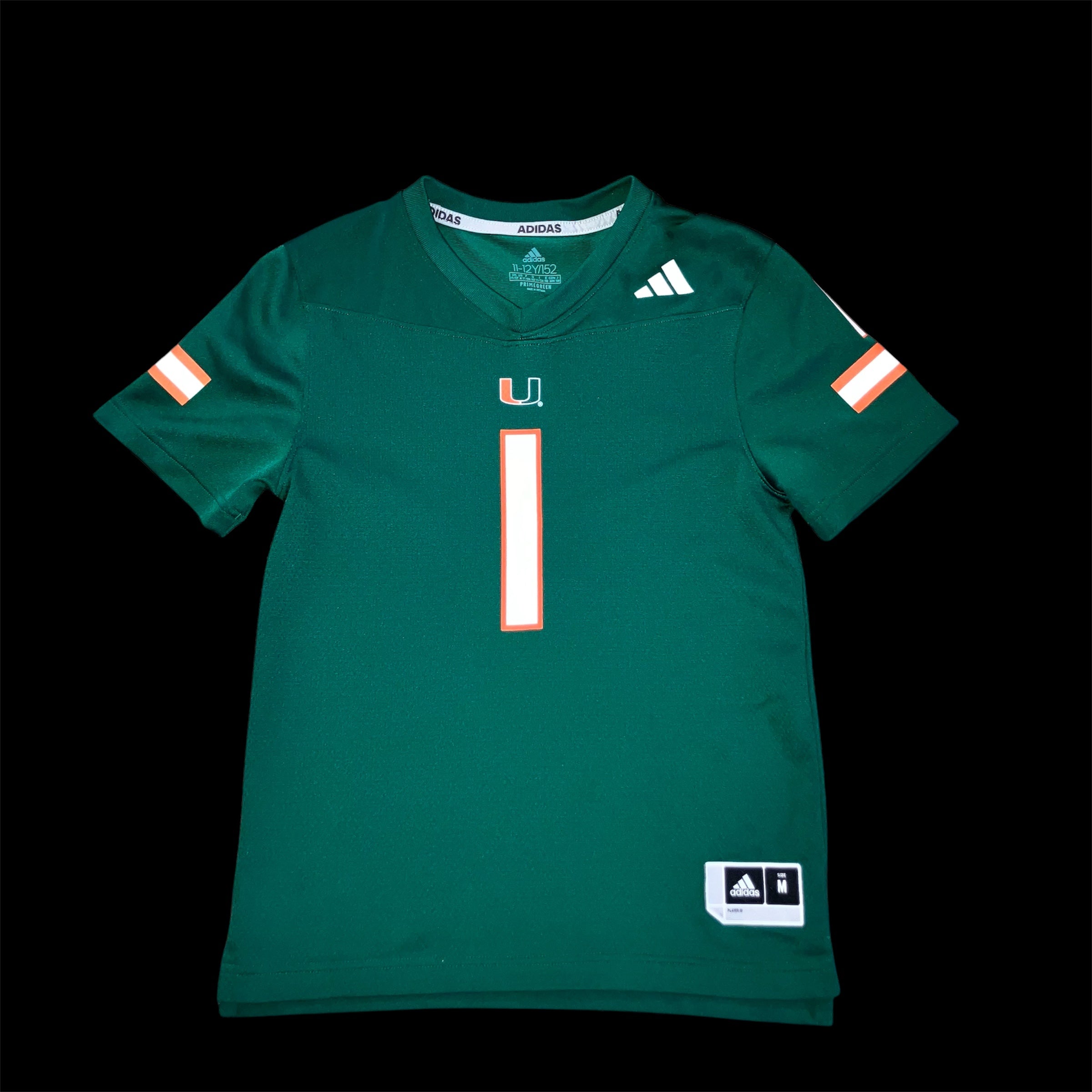 Miami Hurricanes Kids Green adidas Jersey Medium