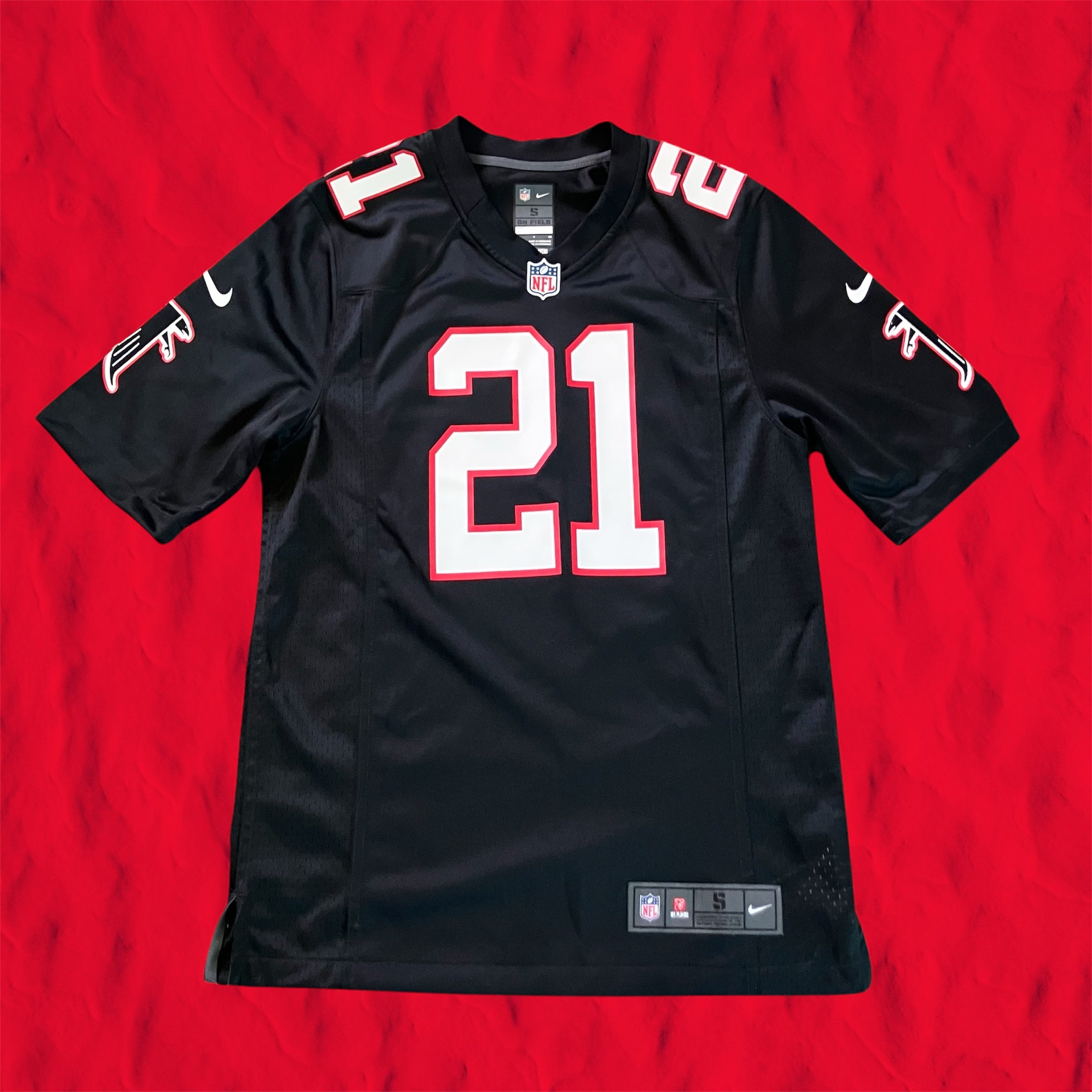 Deion Sanders Atlanta Falcons Black Throwback Nike Jersey Small
