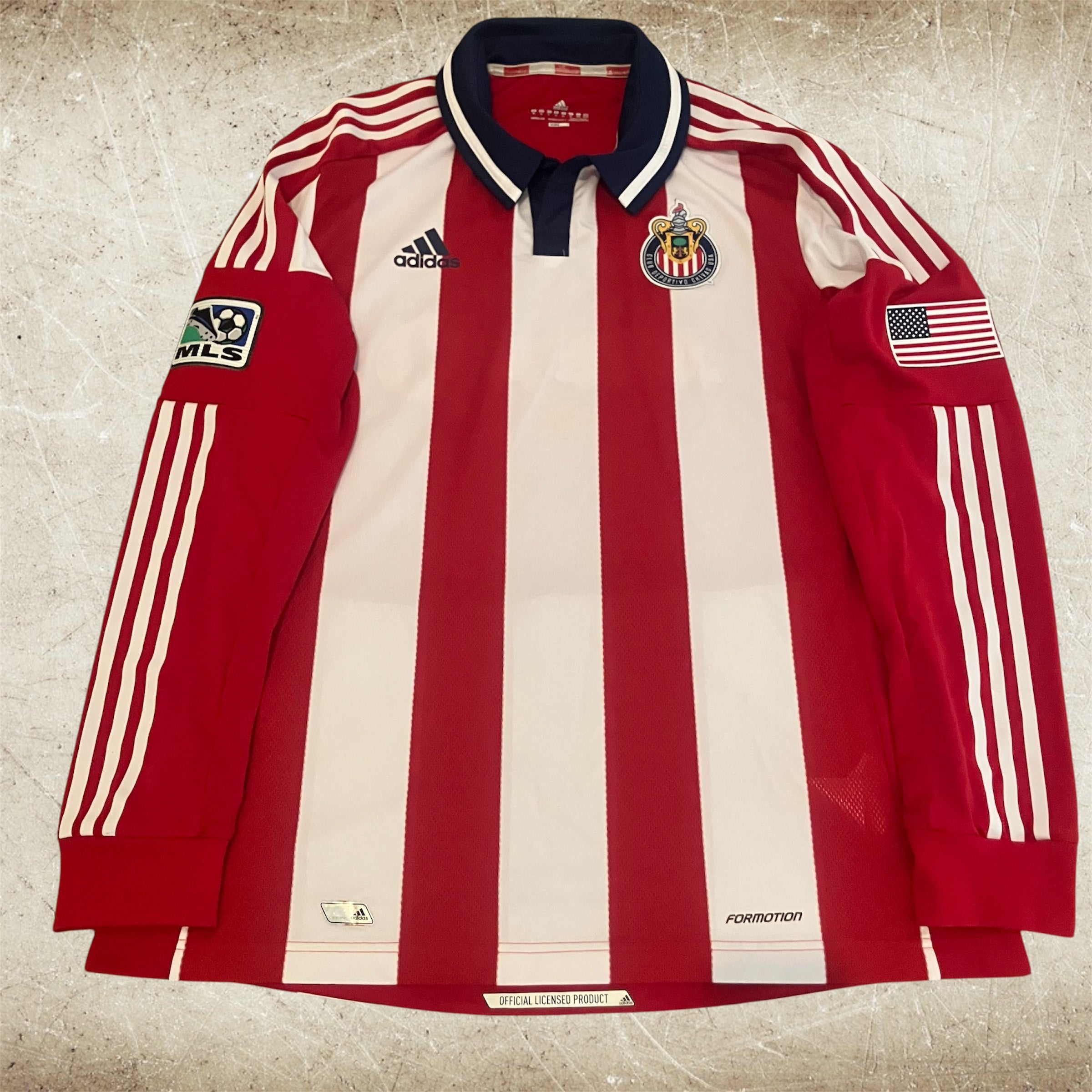 Chivas USA 2012 Long Sleeve Formotion adidas Stripe Home Jersey XL