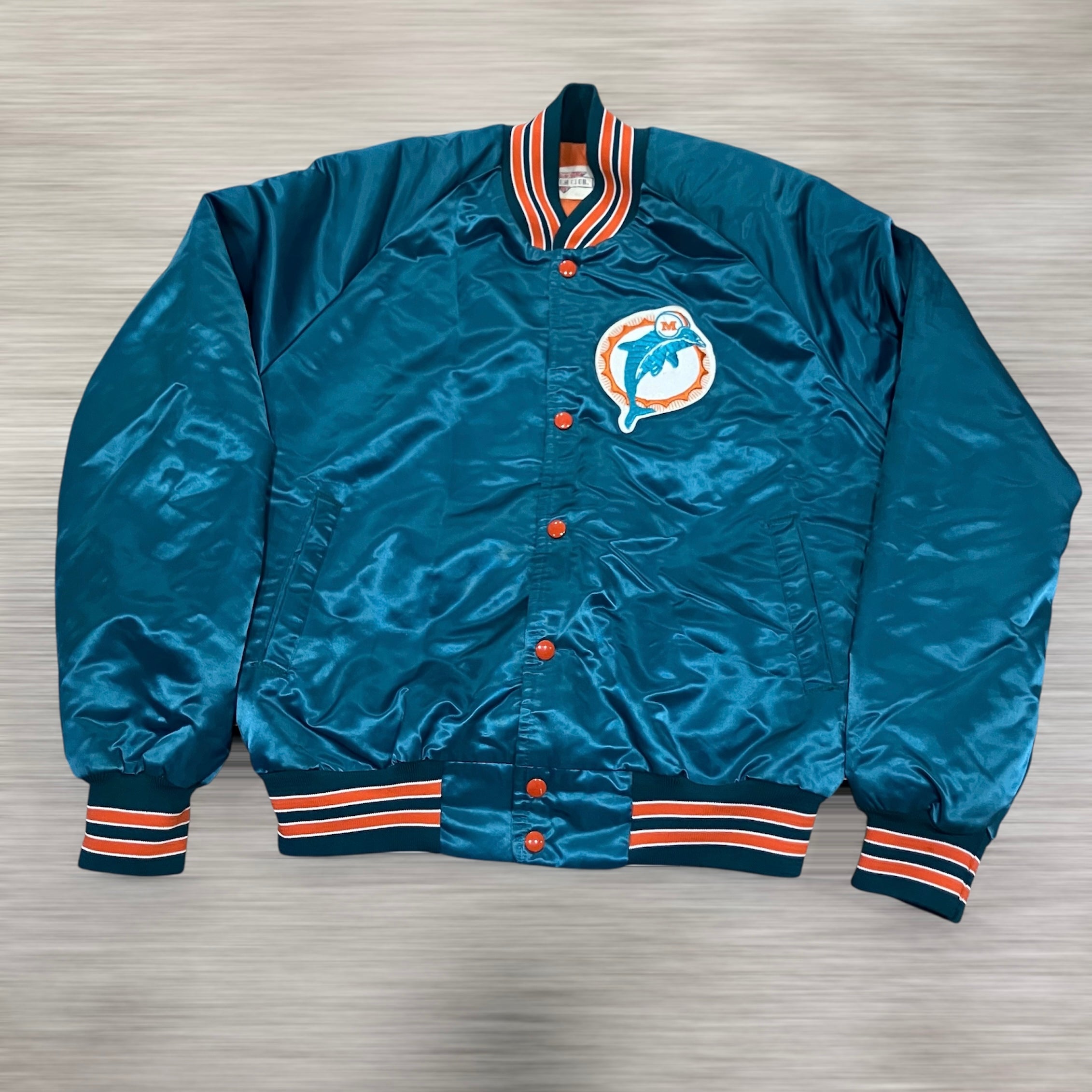 Miami Dolphins Stadium Club Aqua Button Down Jacket Medium Spellout