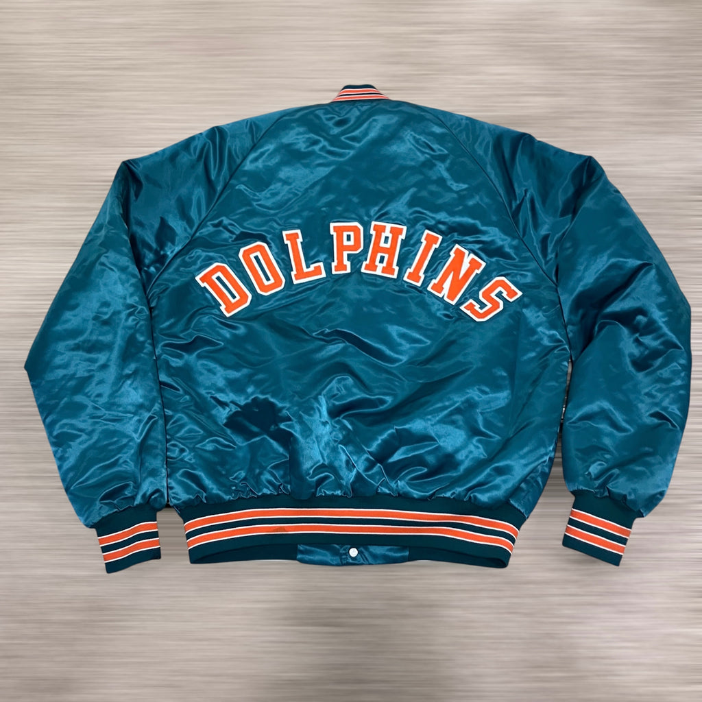 Miami Dolphins Stadium Club Aqua Button Down Jacket Medium Spellout