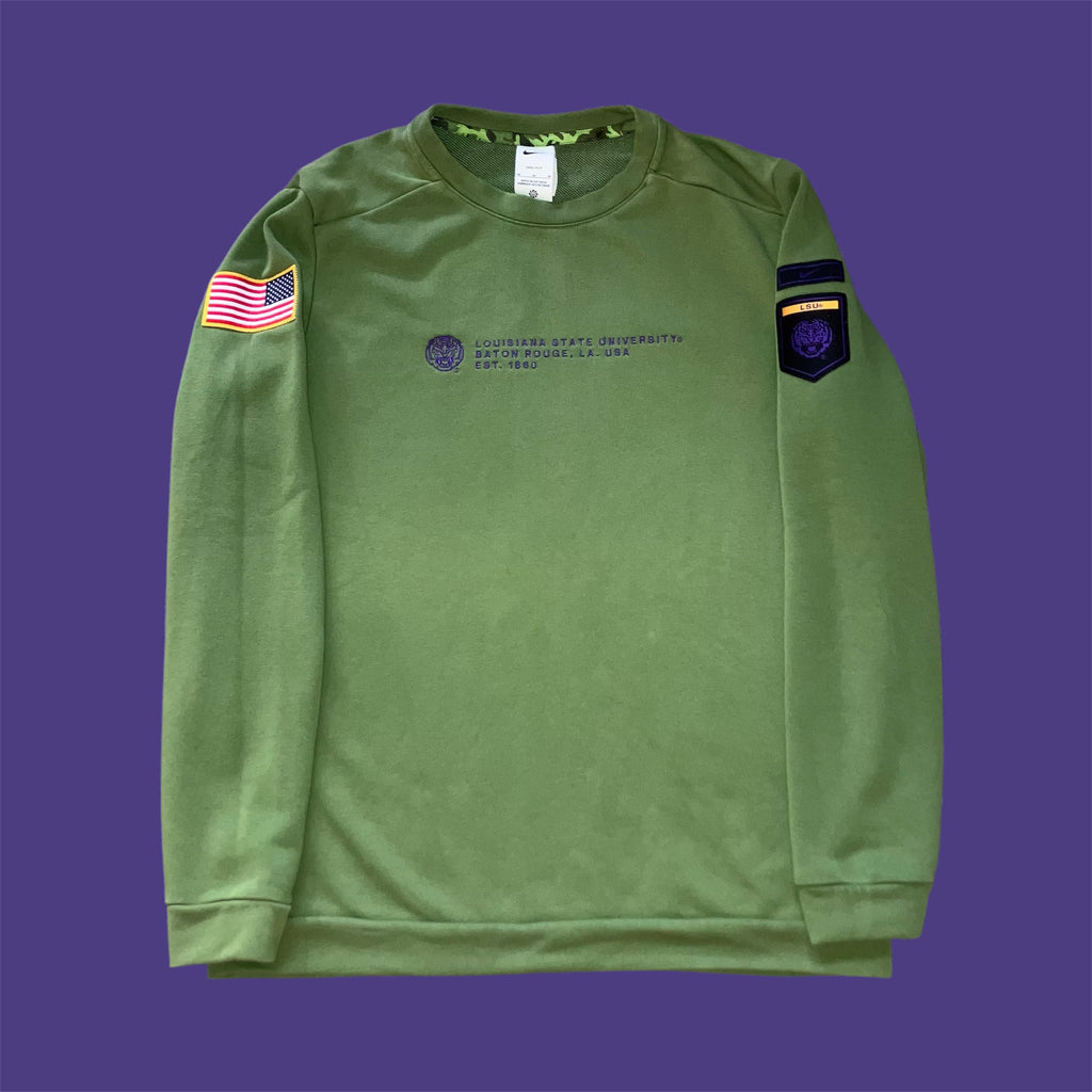 LSU Tigers Salute to Service Nike Camo USA Crewneck Medium