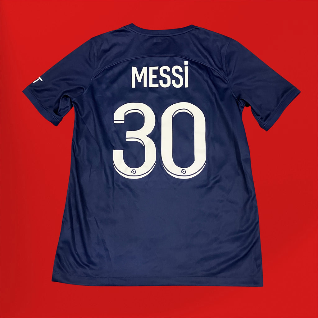 Leo Messi Youth 2022/23 Paris Saint Germain Home Nike Jersey XL